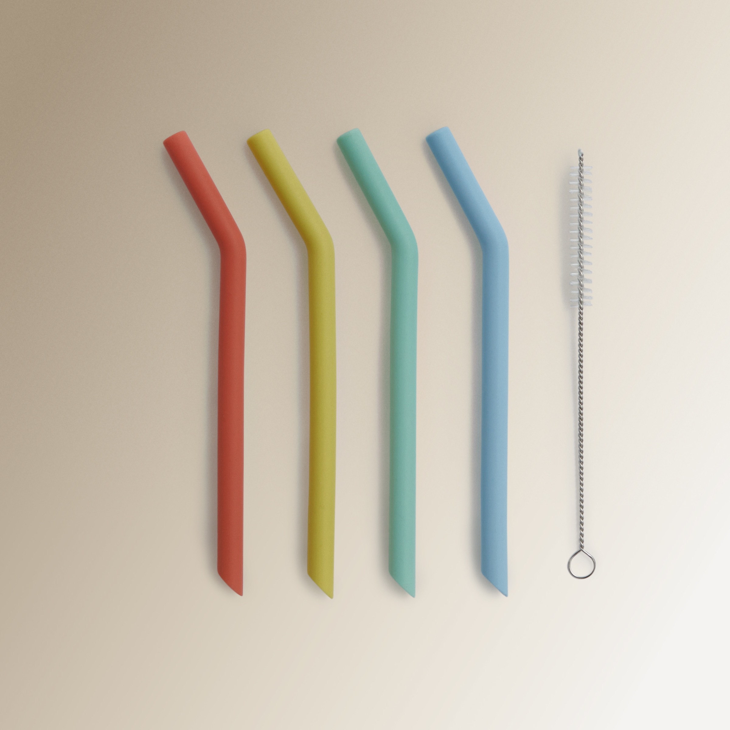 Set 4 pajitas de silicona + cepillo El Corte Inglés Multicolor-1