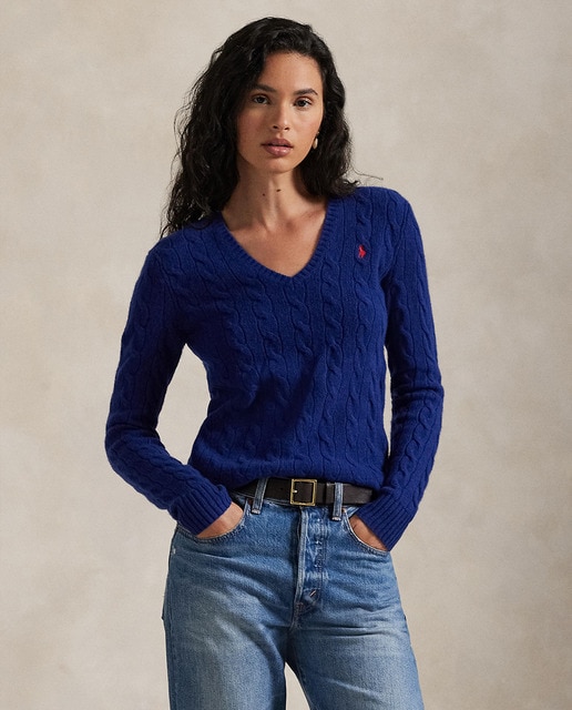 Imagen 0 de Jersey de mujer de cachemira y lana en punto de ochos