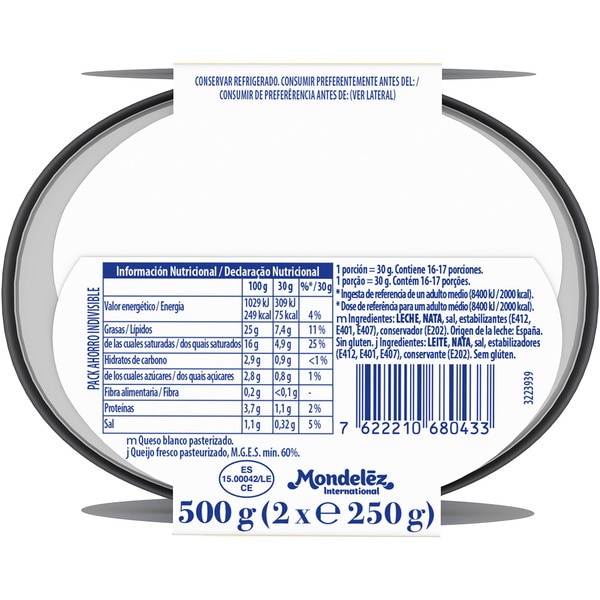 weißer Original-Streichkäse Sparformat 2 x 250 g Behälter 500 g