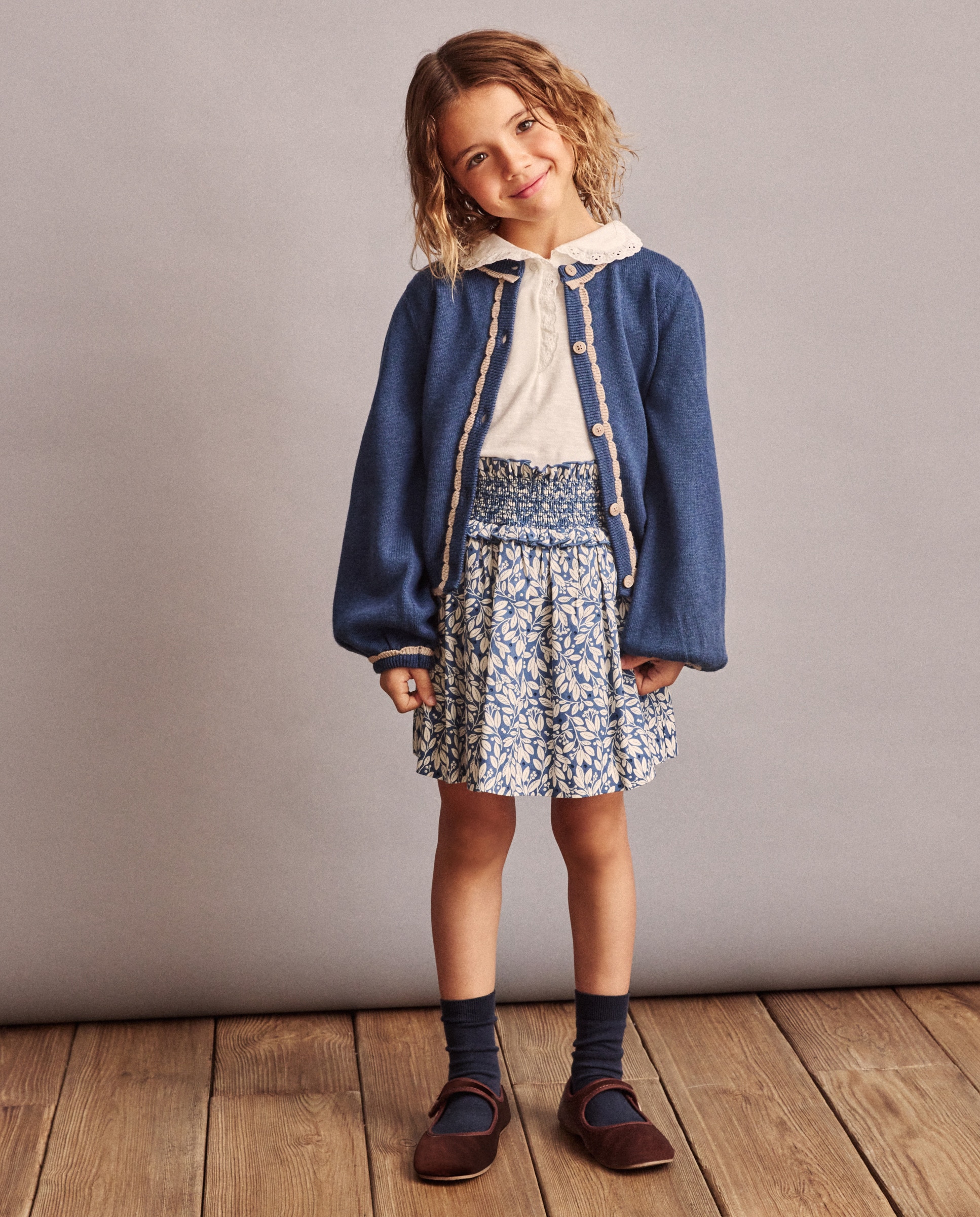 Saia com All Over Print Bicolor Azul-1