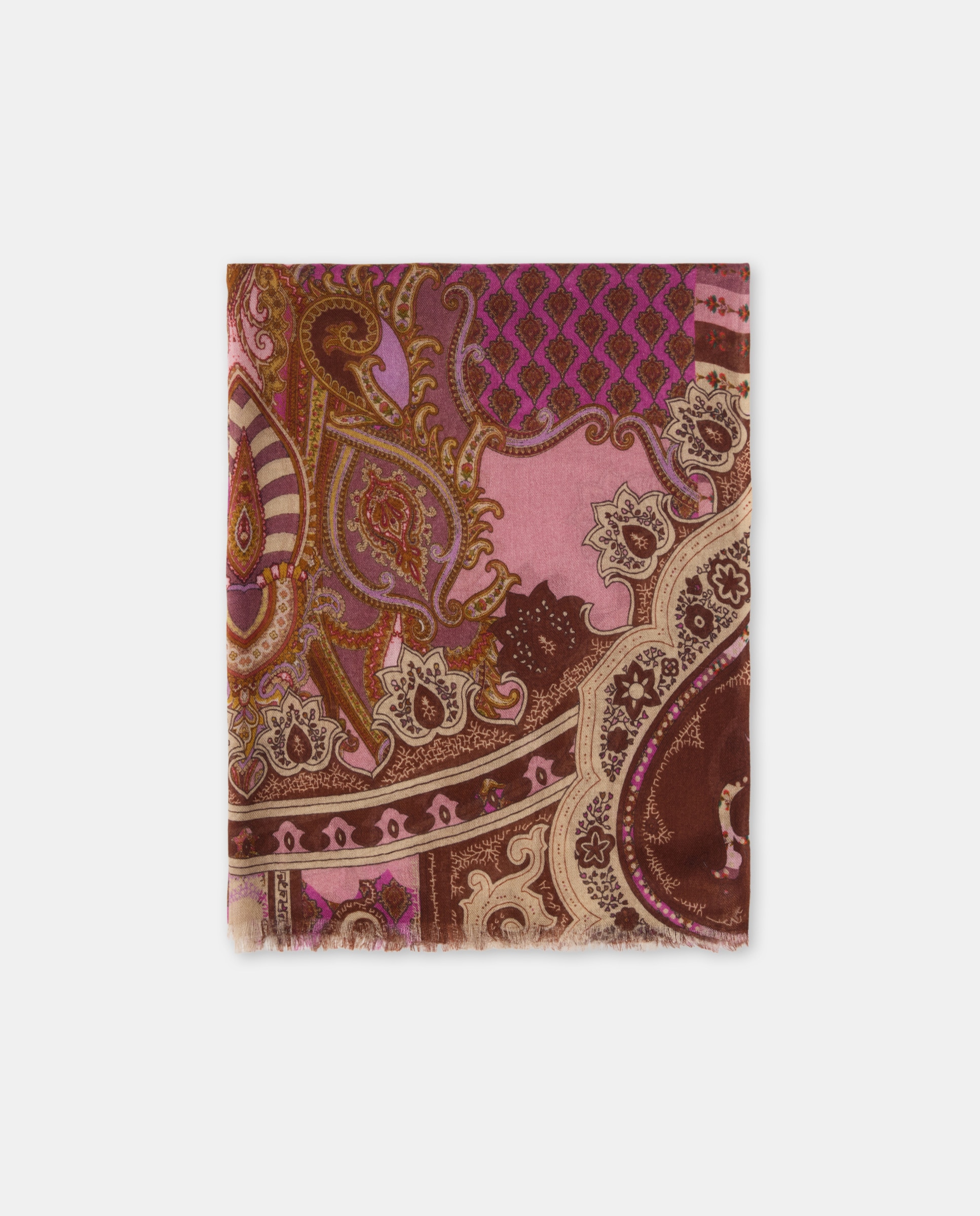 Écharpe de Lã Modal com Estampado Tipo Gravata 200 Rosa-1