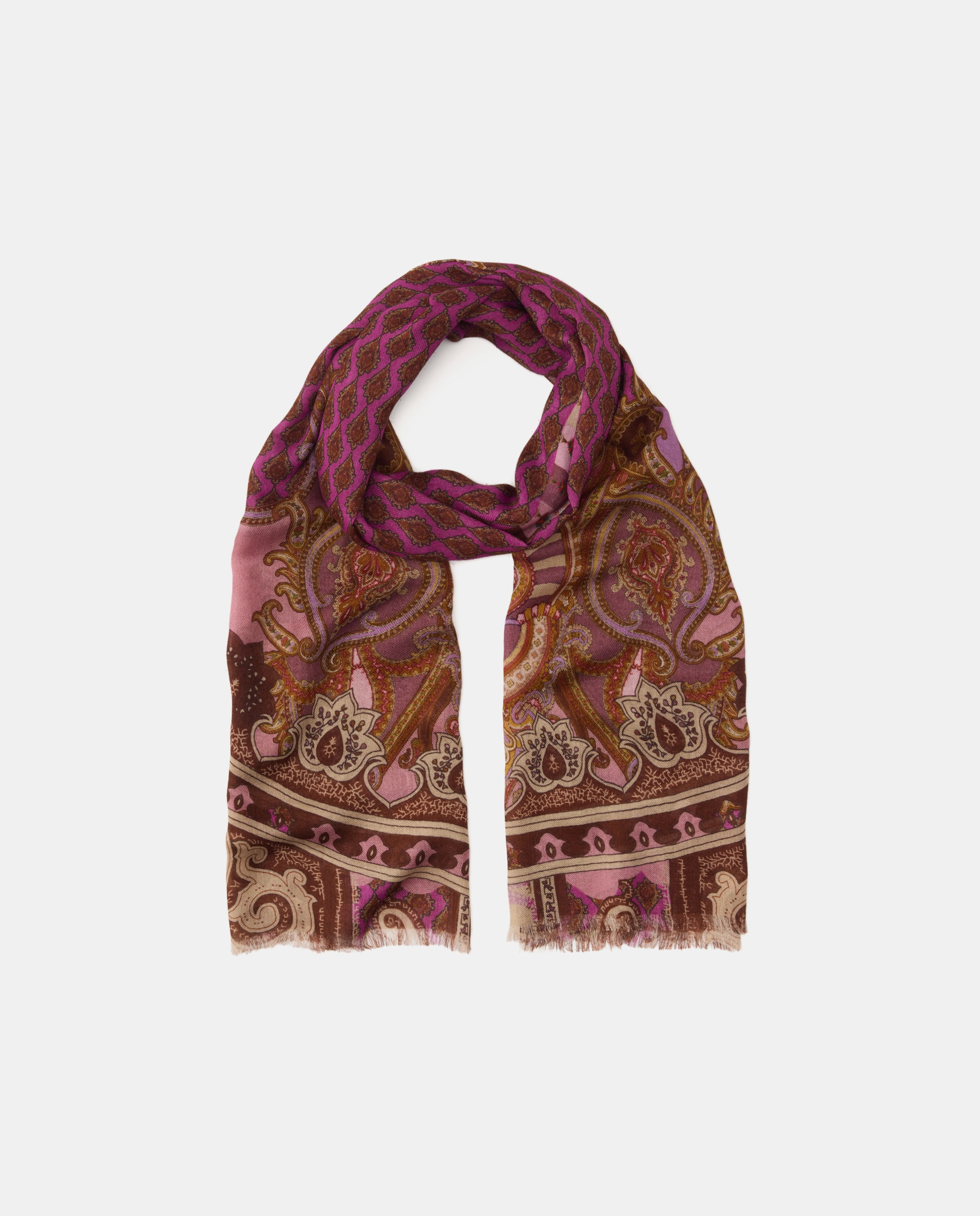 Écharpe de Lã Modal com Estampado Tipo Gravata 200 Rosa-2