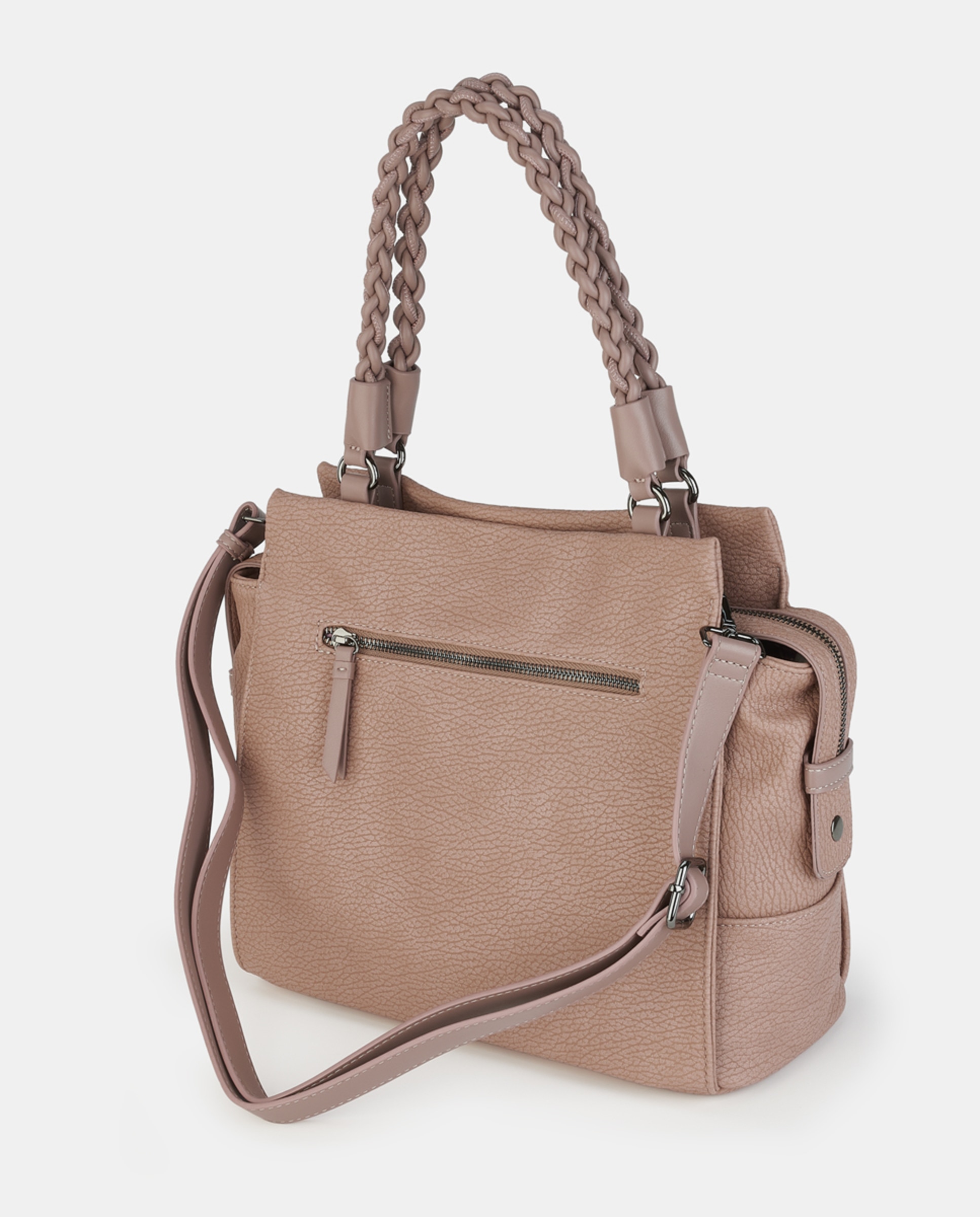Mala Shopper com Fecho de Correr Nude-2