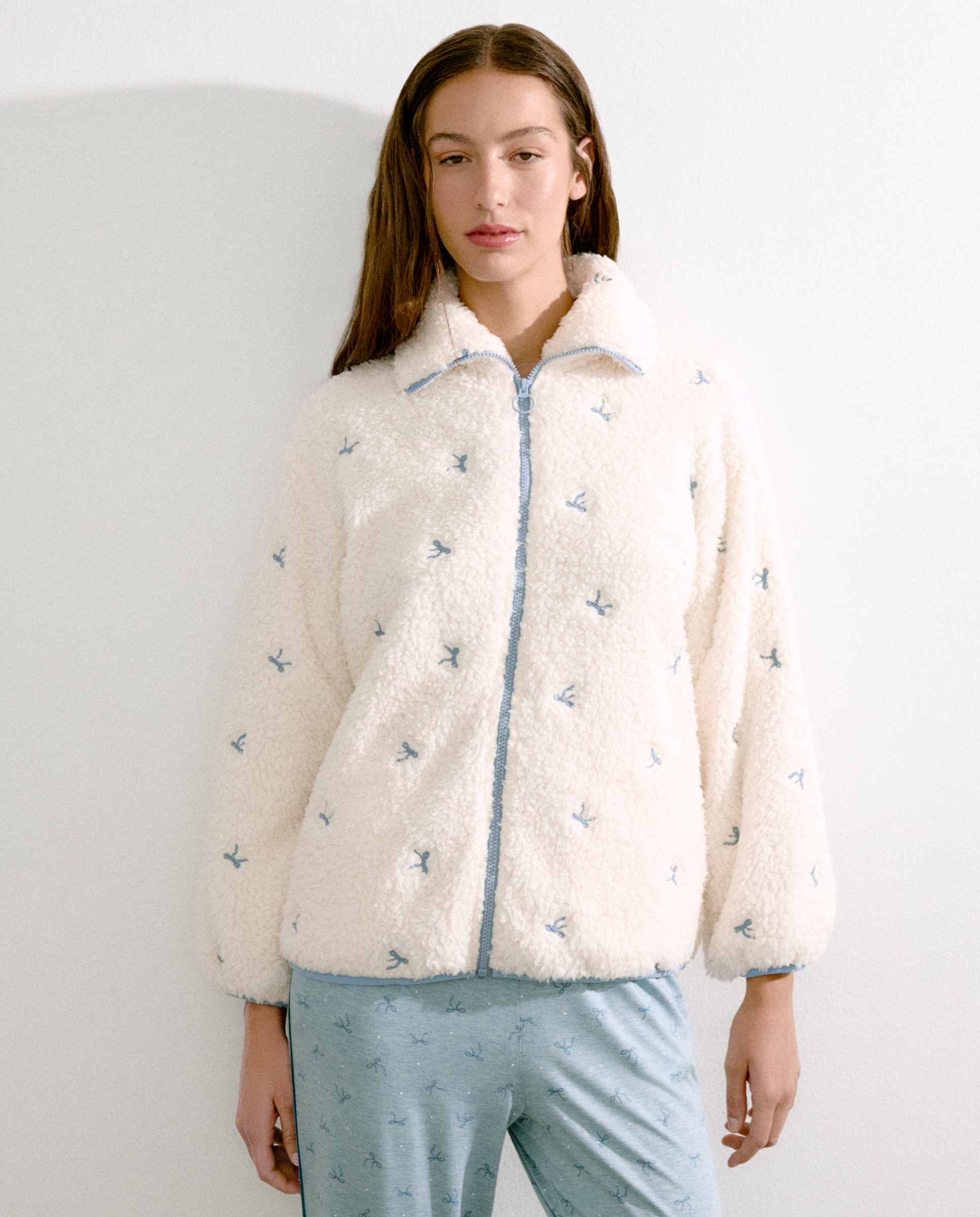 Robe com fecho-éclair Azul-1
