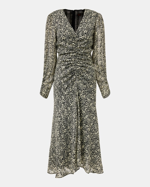 Imagem 0 de Vestido Midi com Decote em Bico e Manga Comprida