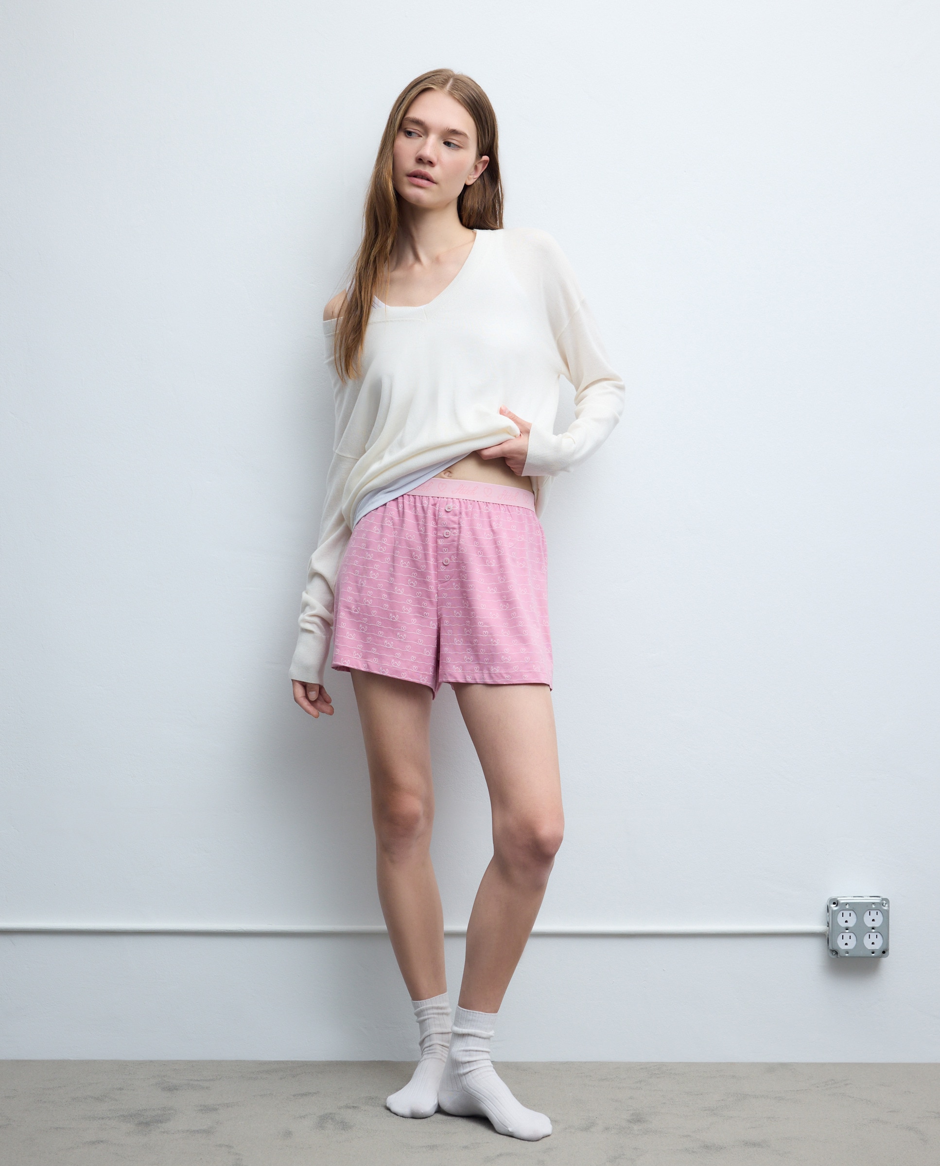 Calças de Pijama Stitch Corações 230 Rosa Escuro-2