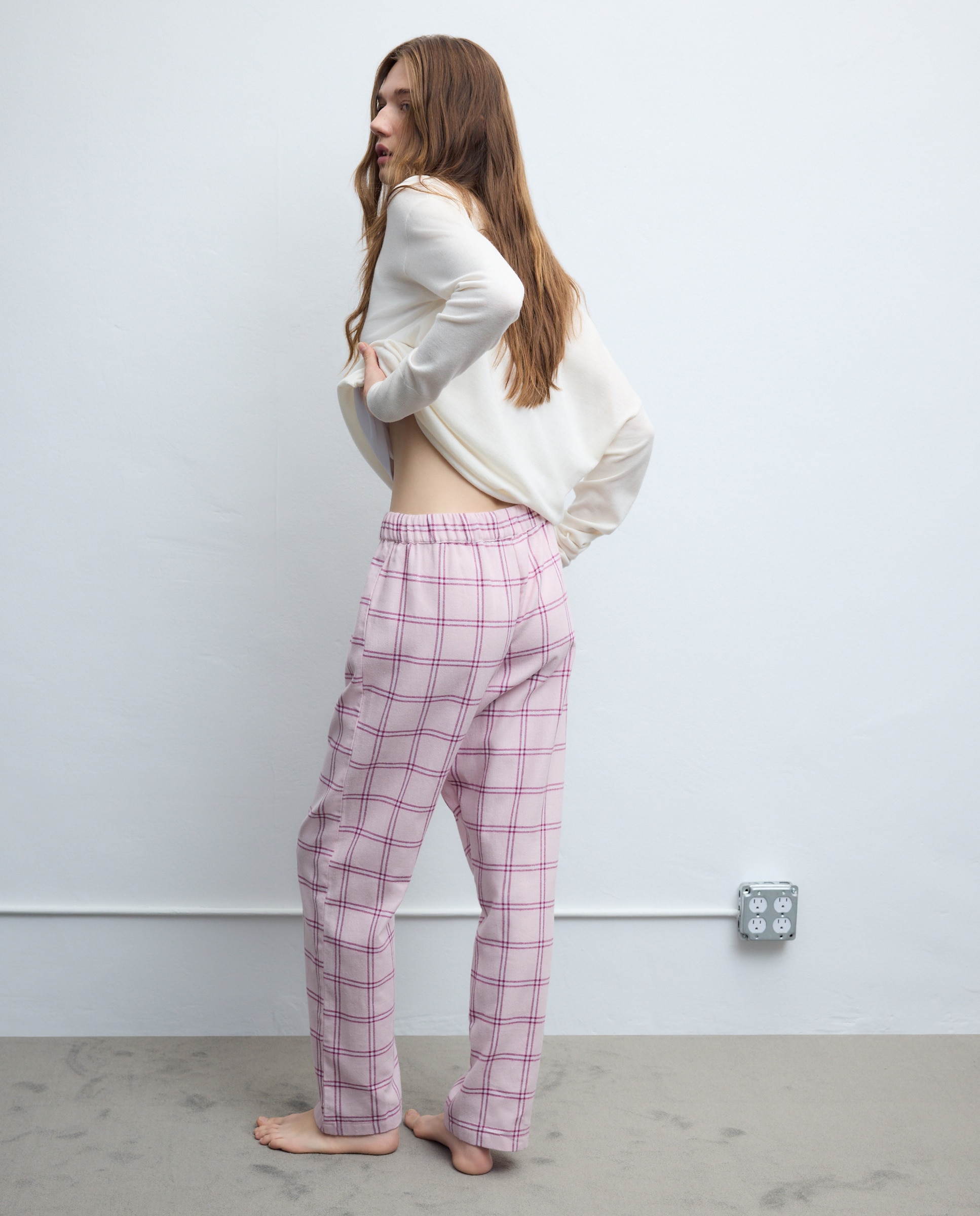 Calças de Pijama com Estampado 220 Rosa Pálido-4