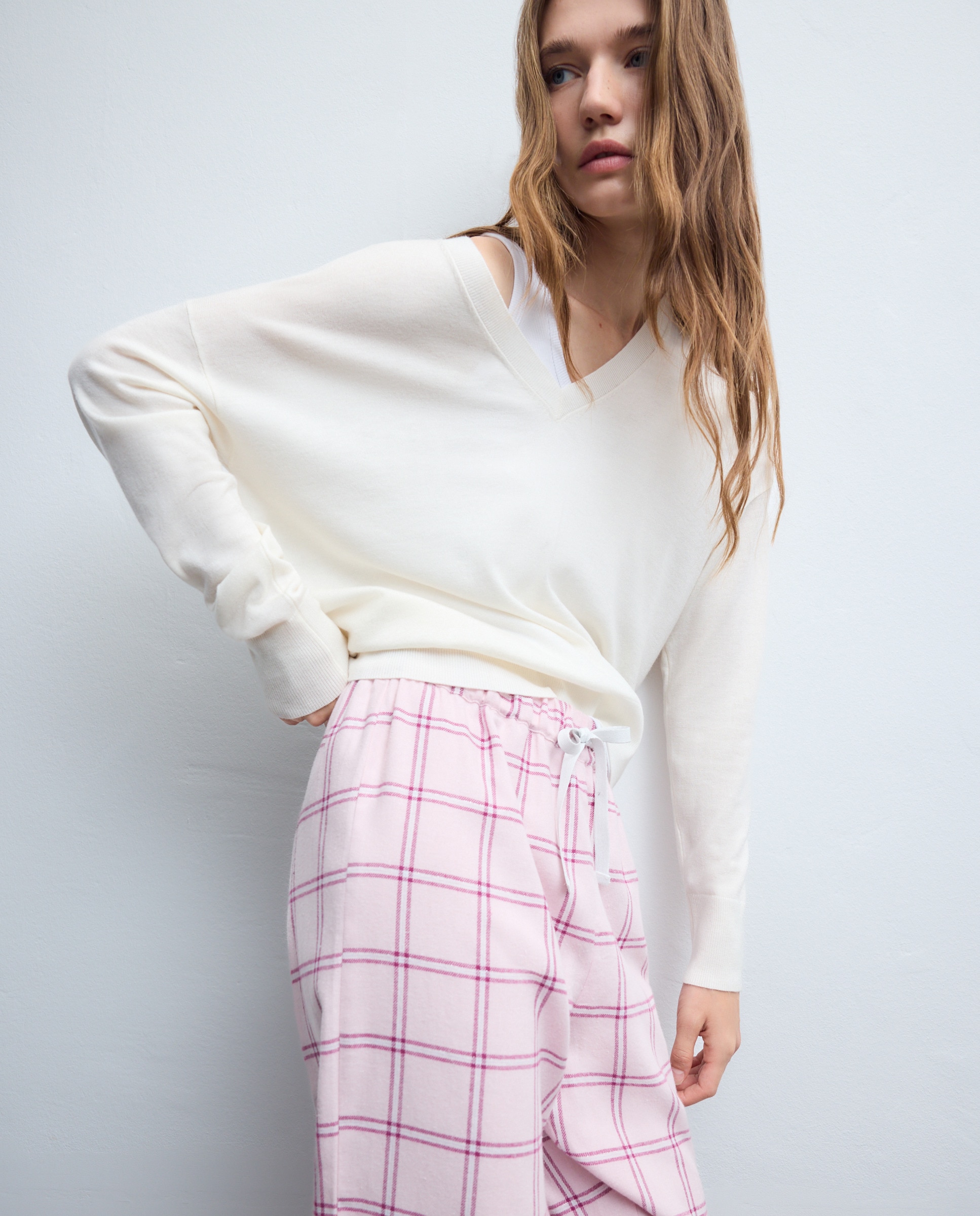 Calças de Pijama com Estampado 220 Rosa Pálido-2