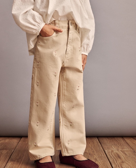 Imagem 0 de Calças Culotte com Bolsos com Vichy Pequeno (4x4)