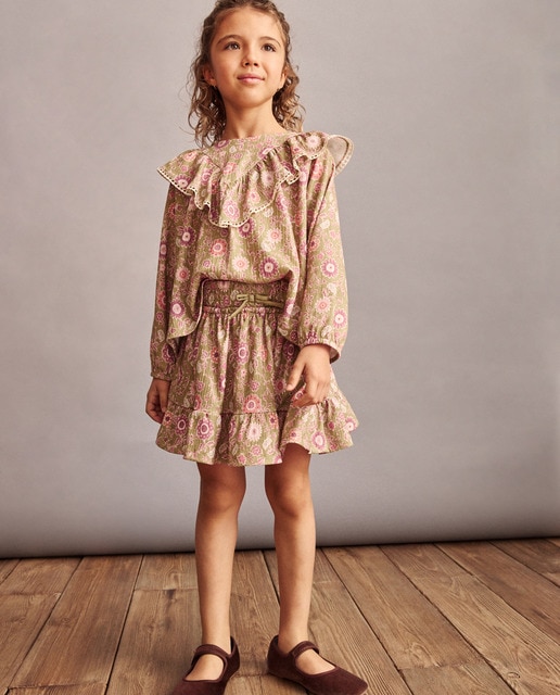 Imagem 0 de Saia Circular com Folhos e All Over Print Floral