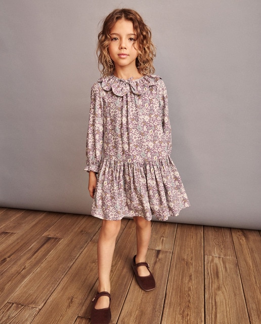 Imagem 0 de Vestido em Viscose com Manga Comprida, All Over Print e Gola Bebé Desmontável
