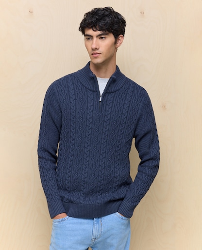 Imagen 0 de Jersey de hombre con media cremallera en cuello