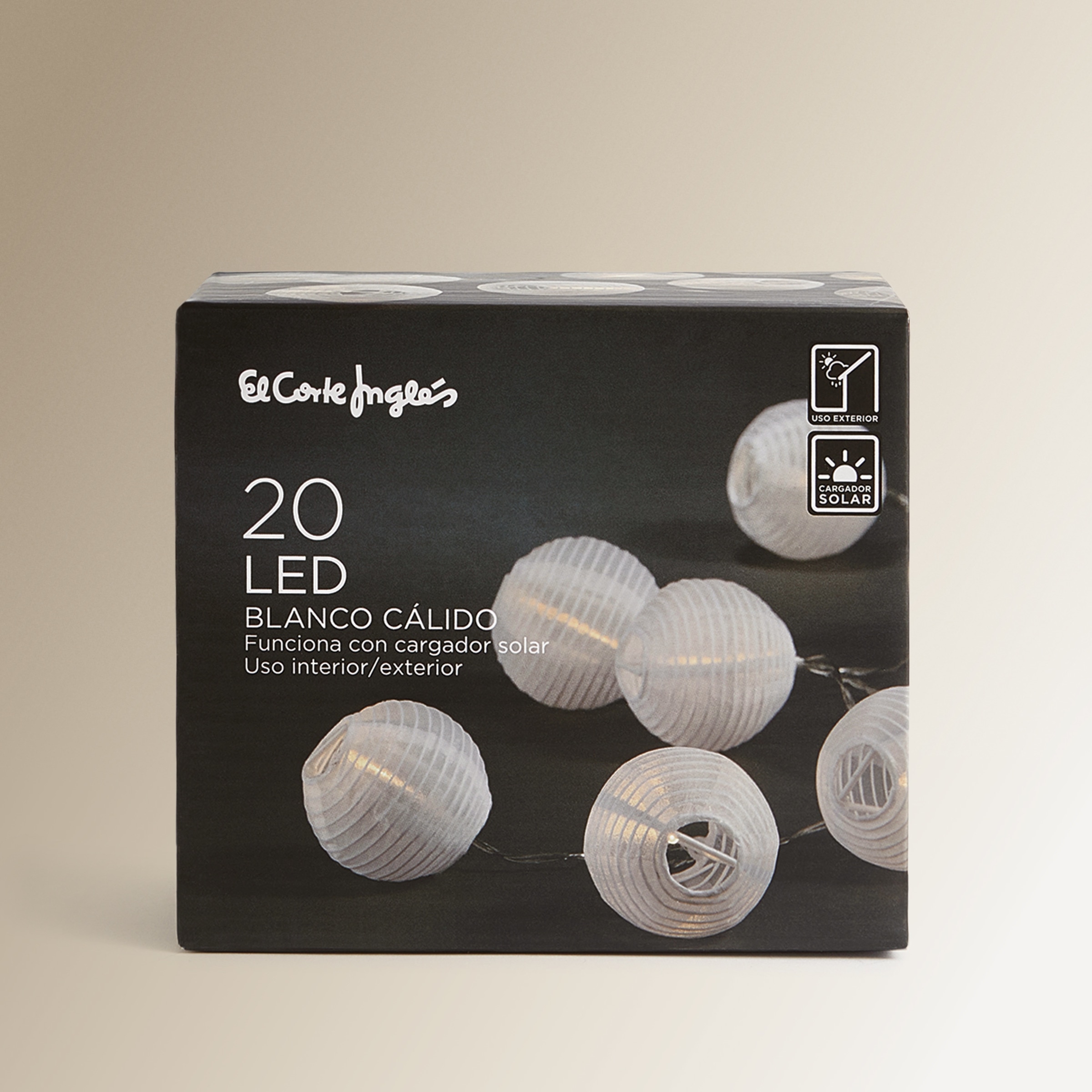 Guirnalda solar de bolas 20 luces LED para exterior Elia El Corte Inglés Blanco-4