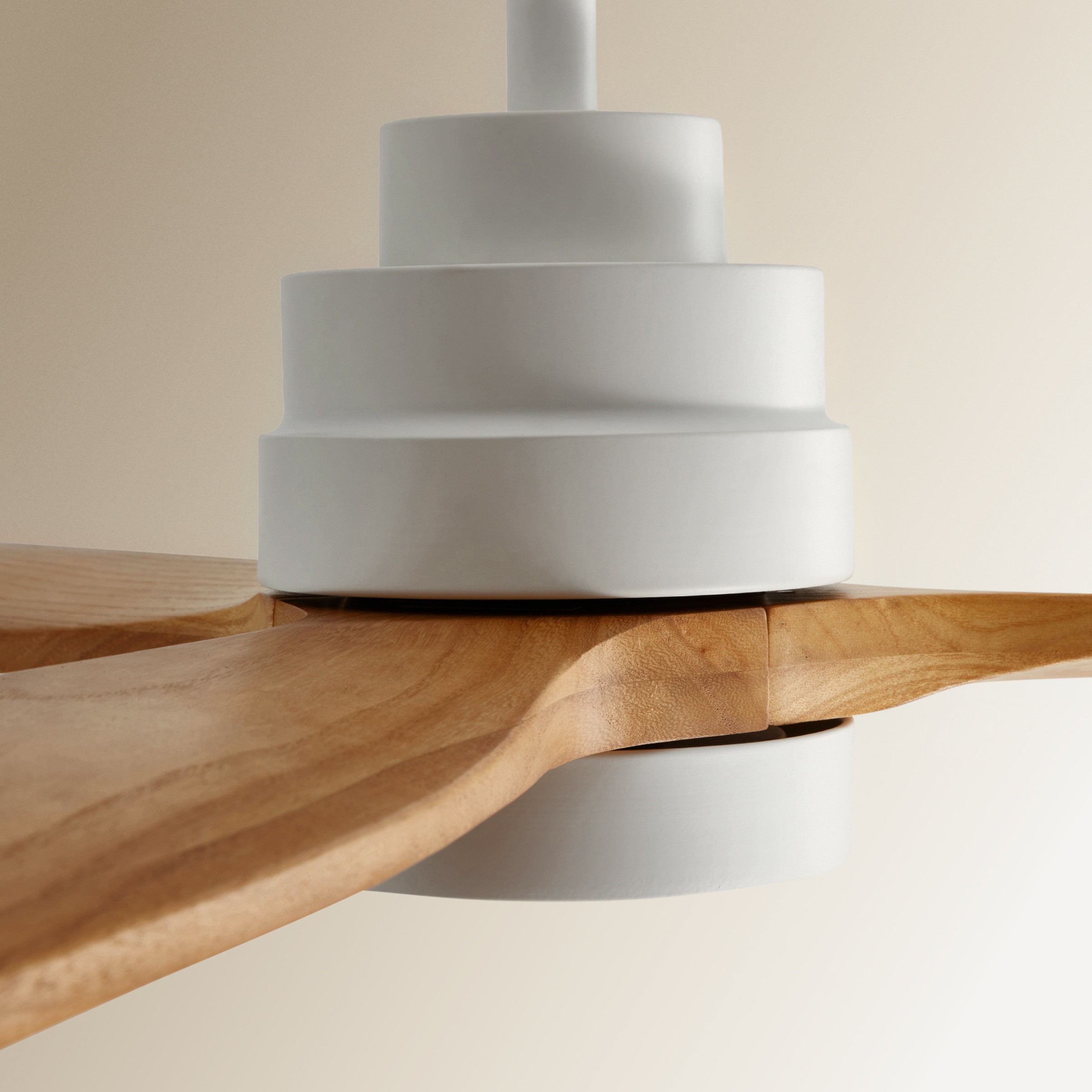 Ventoinha de Teto com Luz LED e Motor DC Son Bou - Branco/Madeira Branco-4