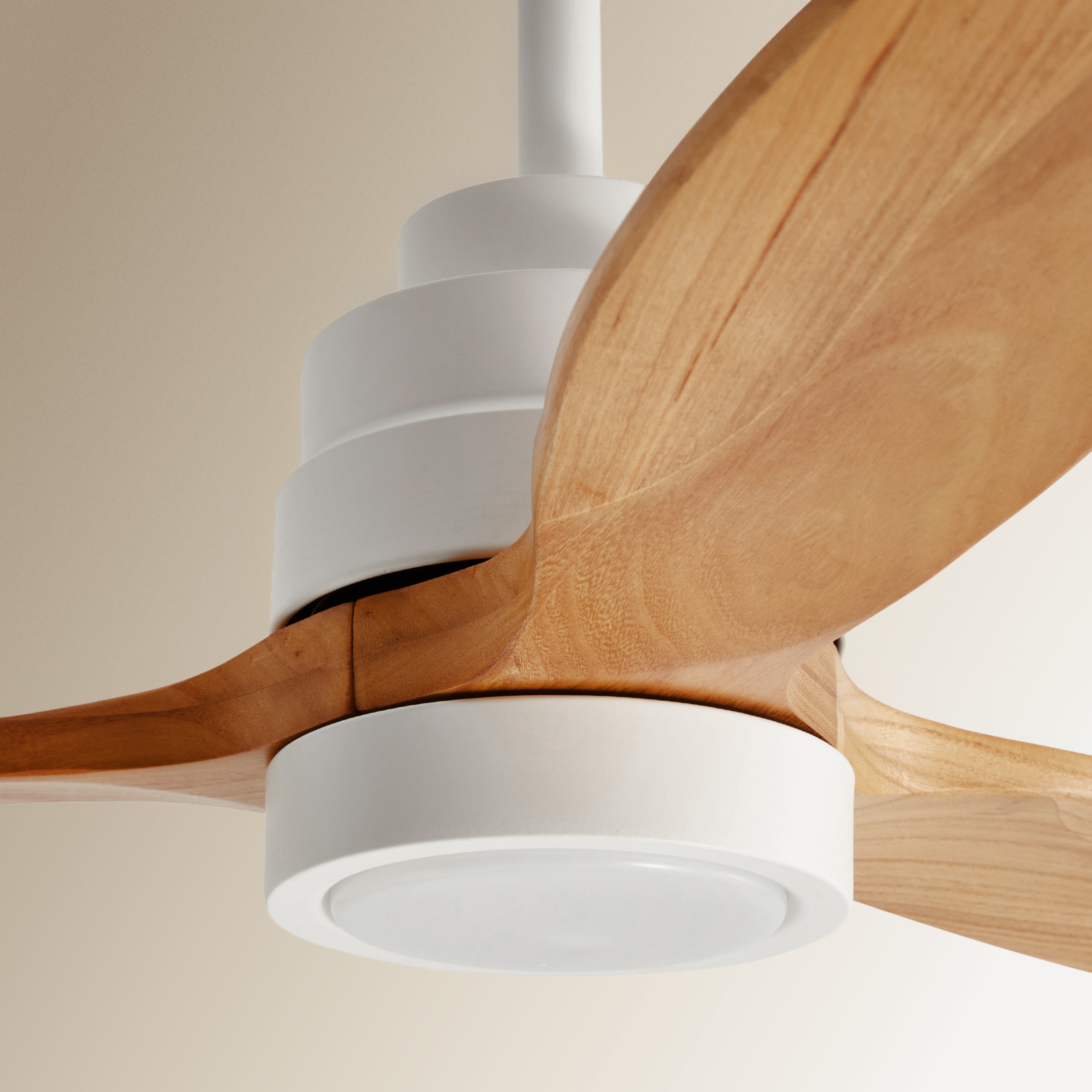 Ventoinha de Teto com Luz LED e Motor DC Son Bou - Branco/Madeira Branco-3