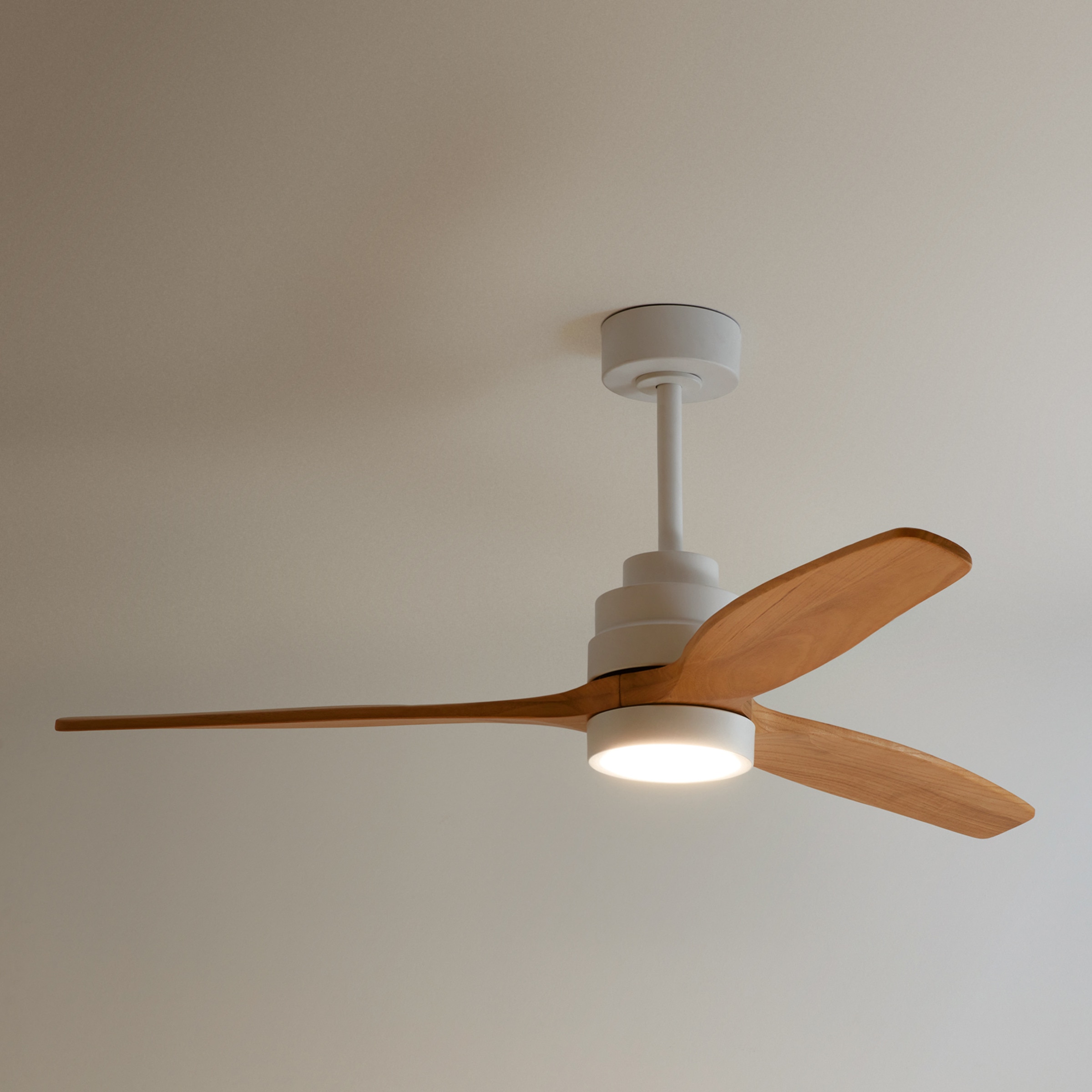 Ventoinha de Teto com Luz LED e Motor DC Son Bou - Branco/Madeira Branco-2