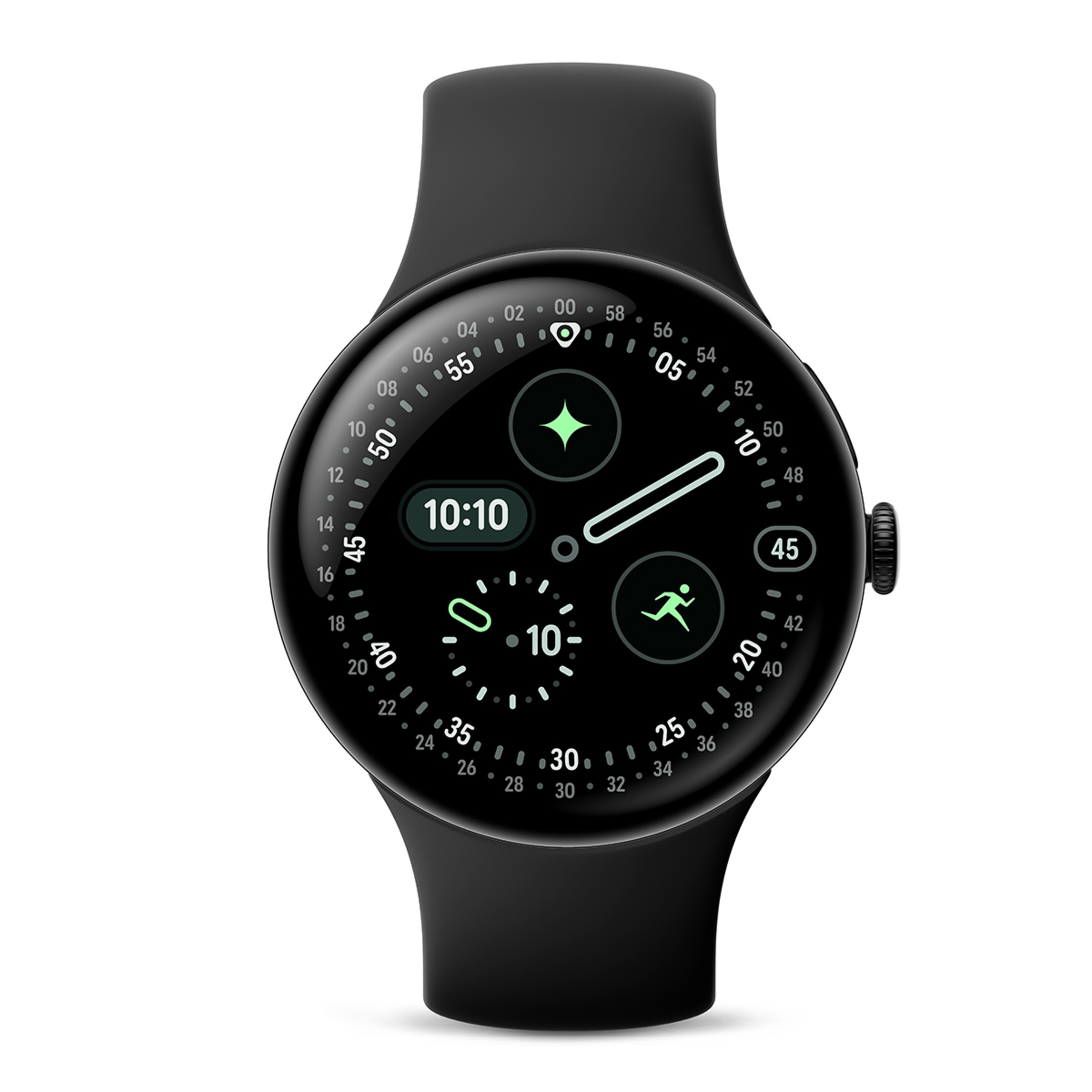 Google Pixel Watch 4 45mm, Caja de aluminio color negro mate y correa deportiva en Obsidiana, Wi-Fi Smartwatch Negro-2