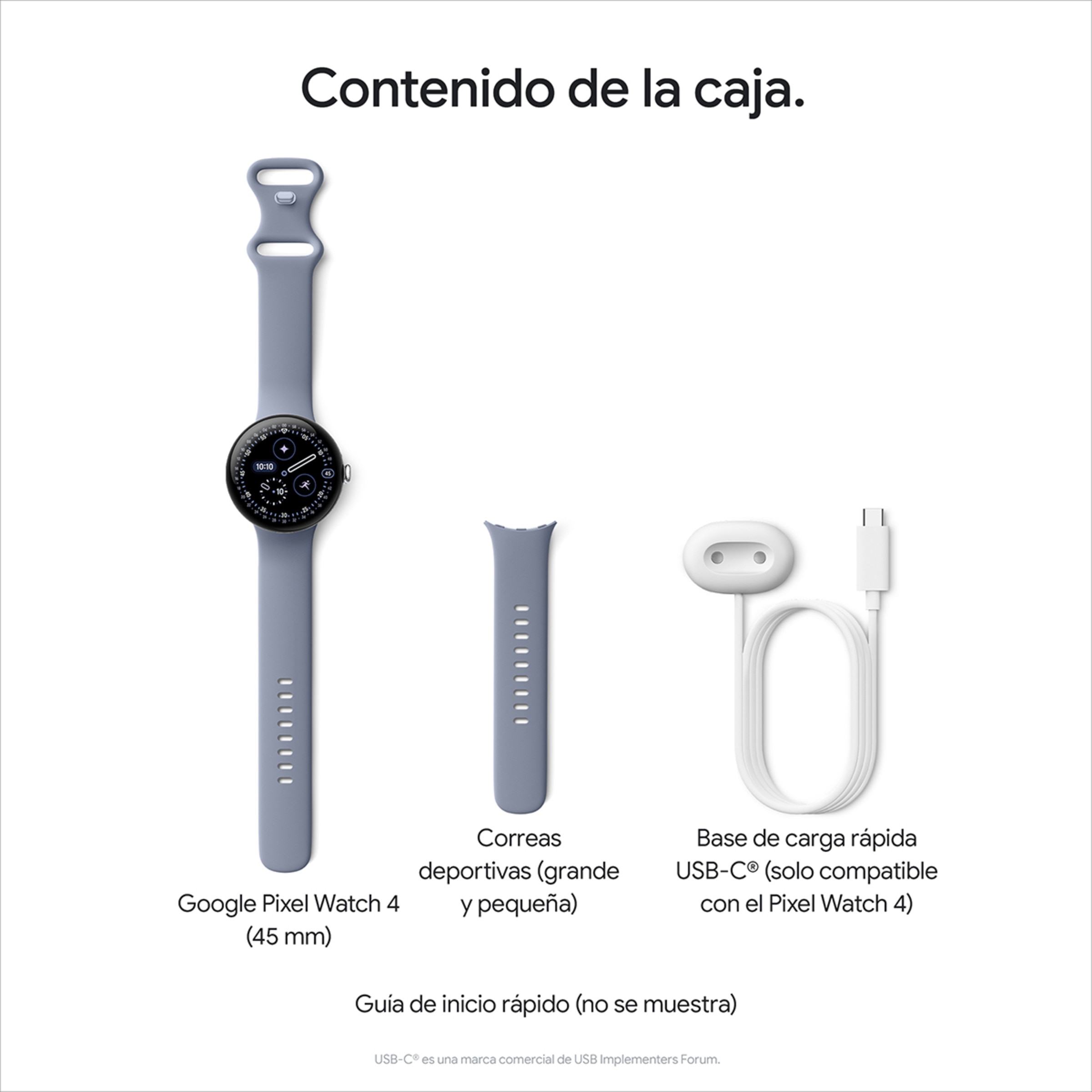Google Pixel Watch 4 45mm, Caja de aluminio color plata pulida y correa deportiva en piedra lunar, Wi-Fi Smartwatch Sterling-9