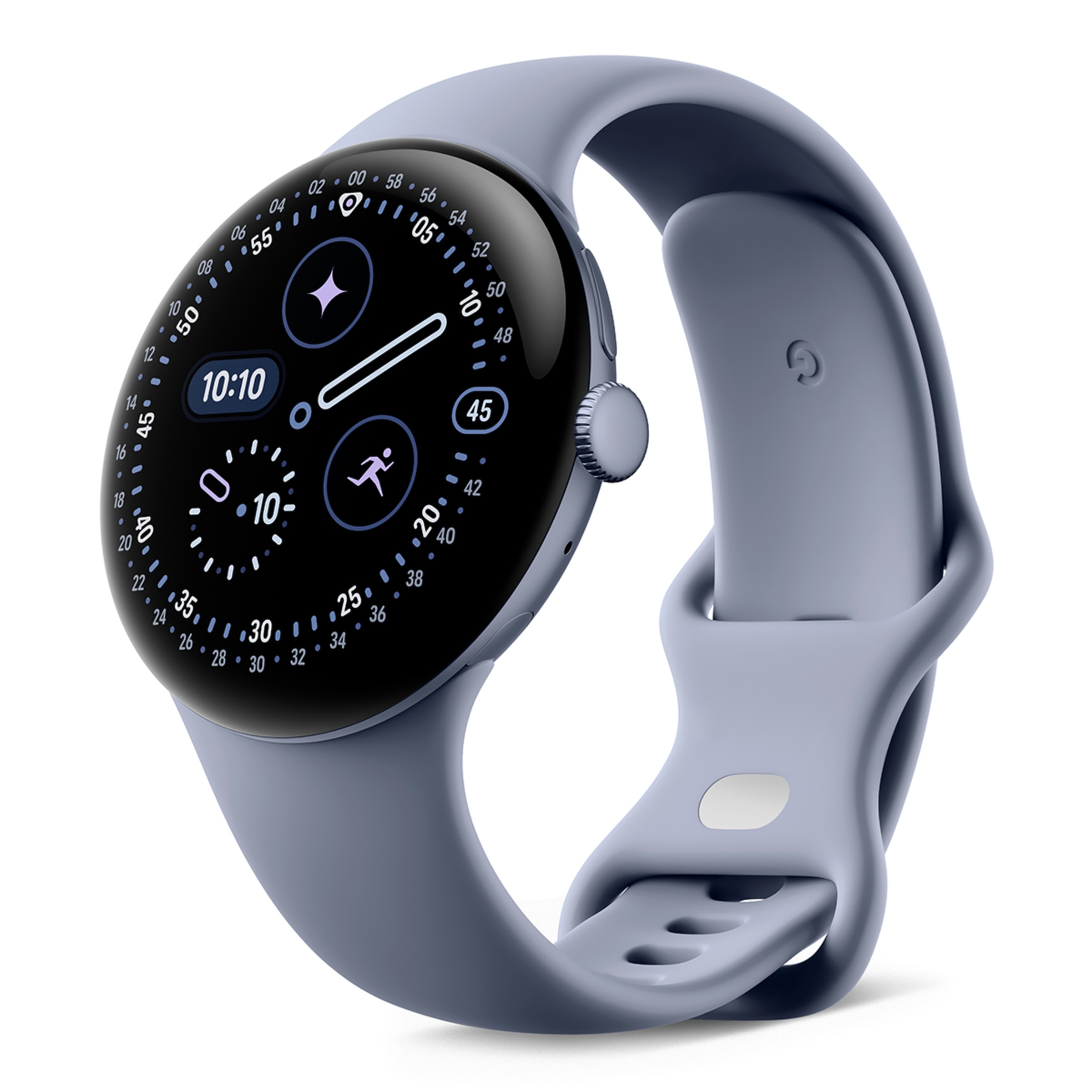 Google Pixel Watch 4 45mm, Caja de aluminio color plata pulida y correa deportiva en piedra lunar, Wi-Fi Smartwatch Sterling-3