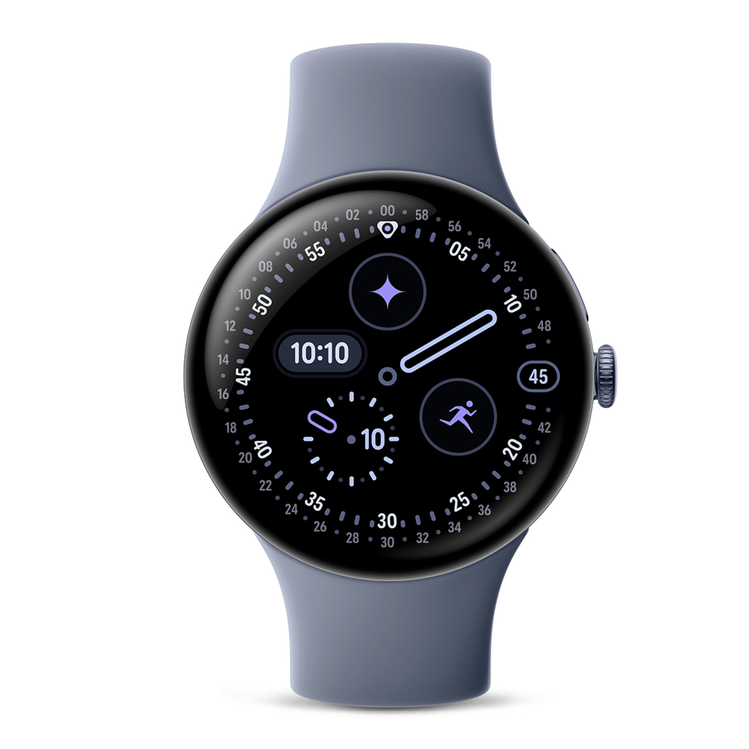 Google Pixel Watch 4 45mm, Caja de aluminio color plata pulida y correa deportiva en piedra lunar, Wi-Fi Smartwatch Sterling-2