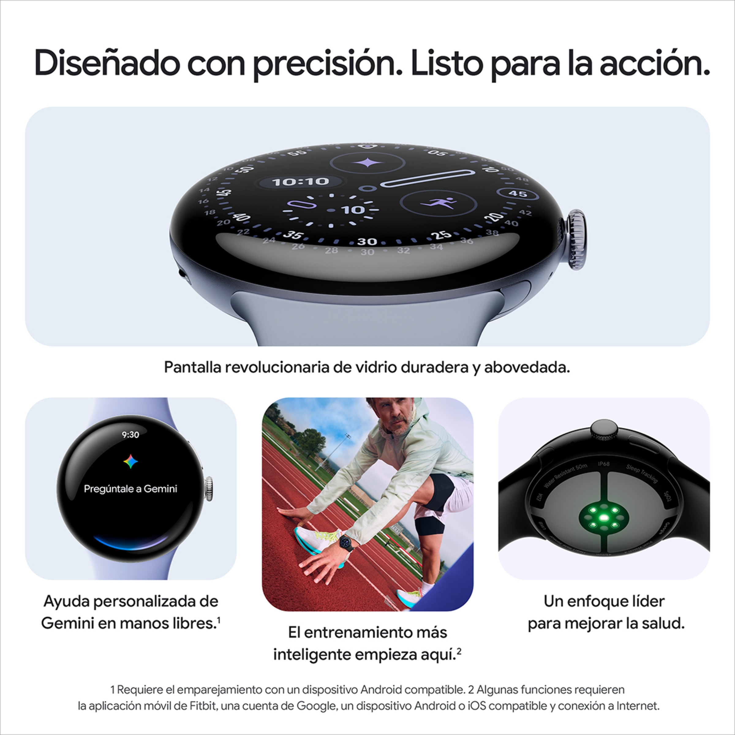 Google Pixel Watch 4 41mm, Caja de aluminio color negro mate y correa deportiva en Obsidiana, Wi-Fi Smartwatch Negro-10