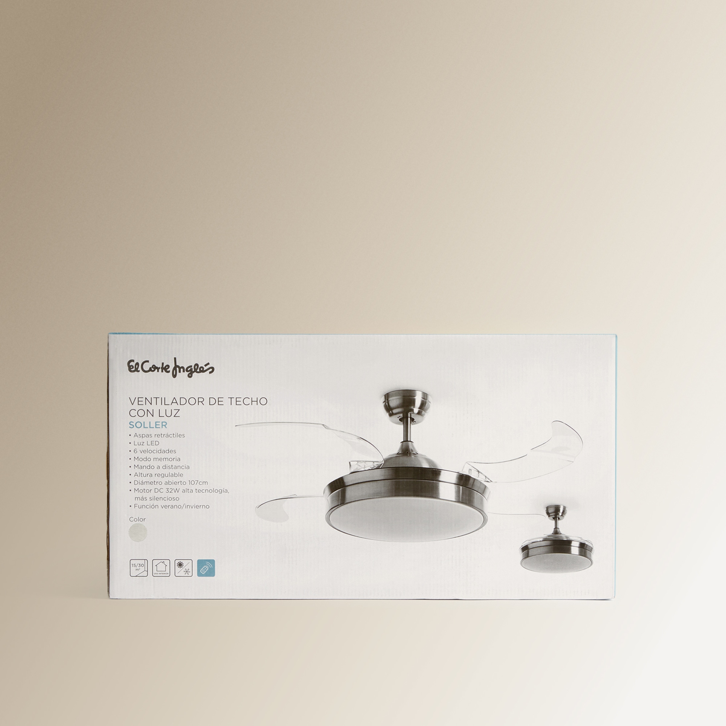 Ventoinha de Teto com Luz LED e Motor DC Soller - Branco Branco-9