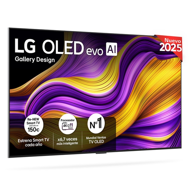 Imagen 0 de TV OLED evo AI G5 164cm (65") LG OLED65G55LW, Smart TV 4K, soporte pared incluido