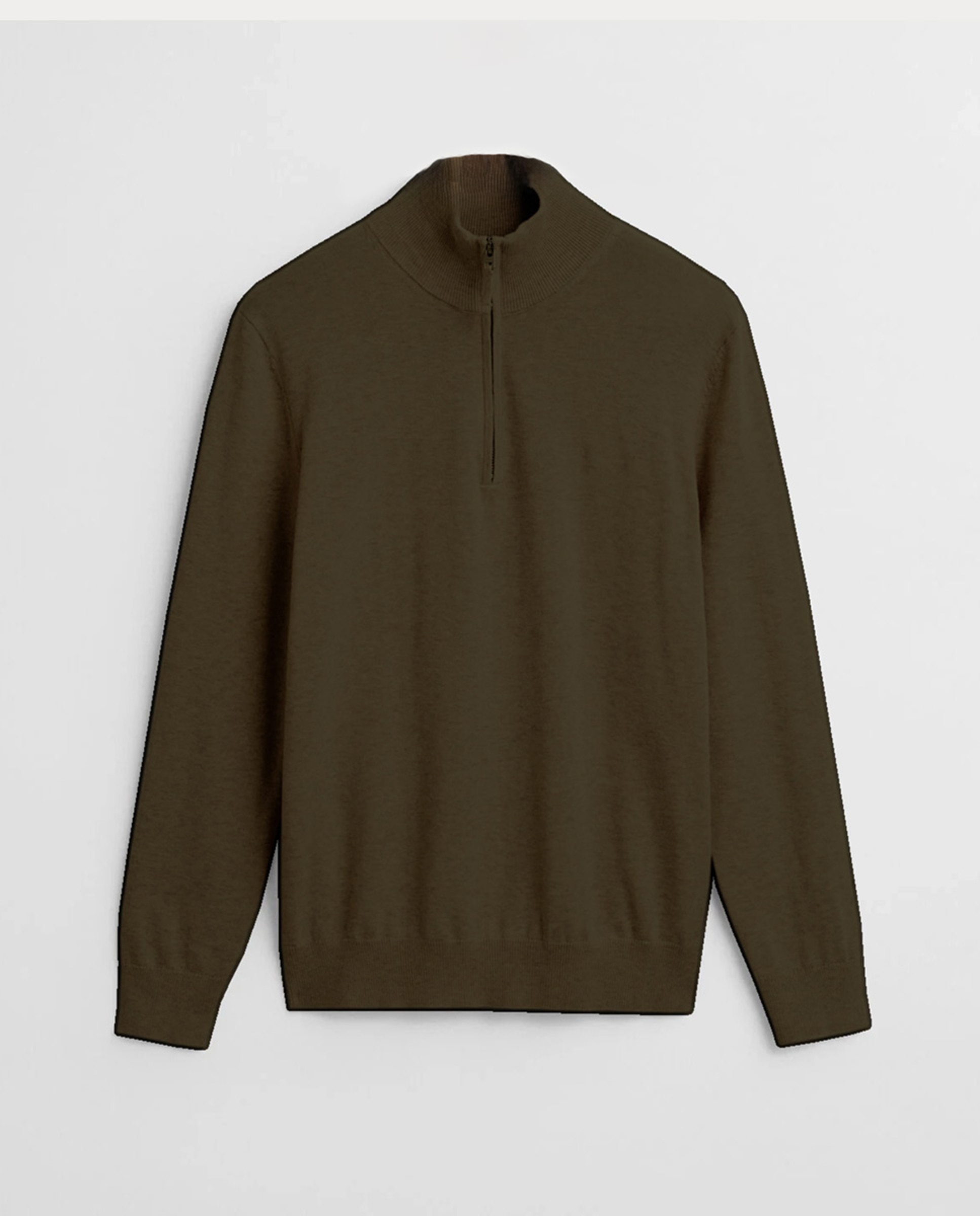 Camisola de Malha Tamanhos Grandes com Meio Fecho de Correr e em Algodão Verde-1