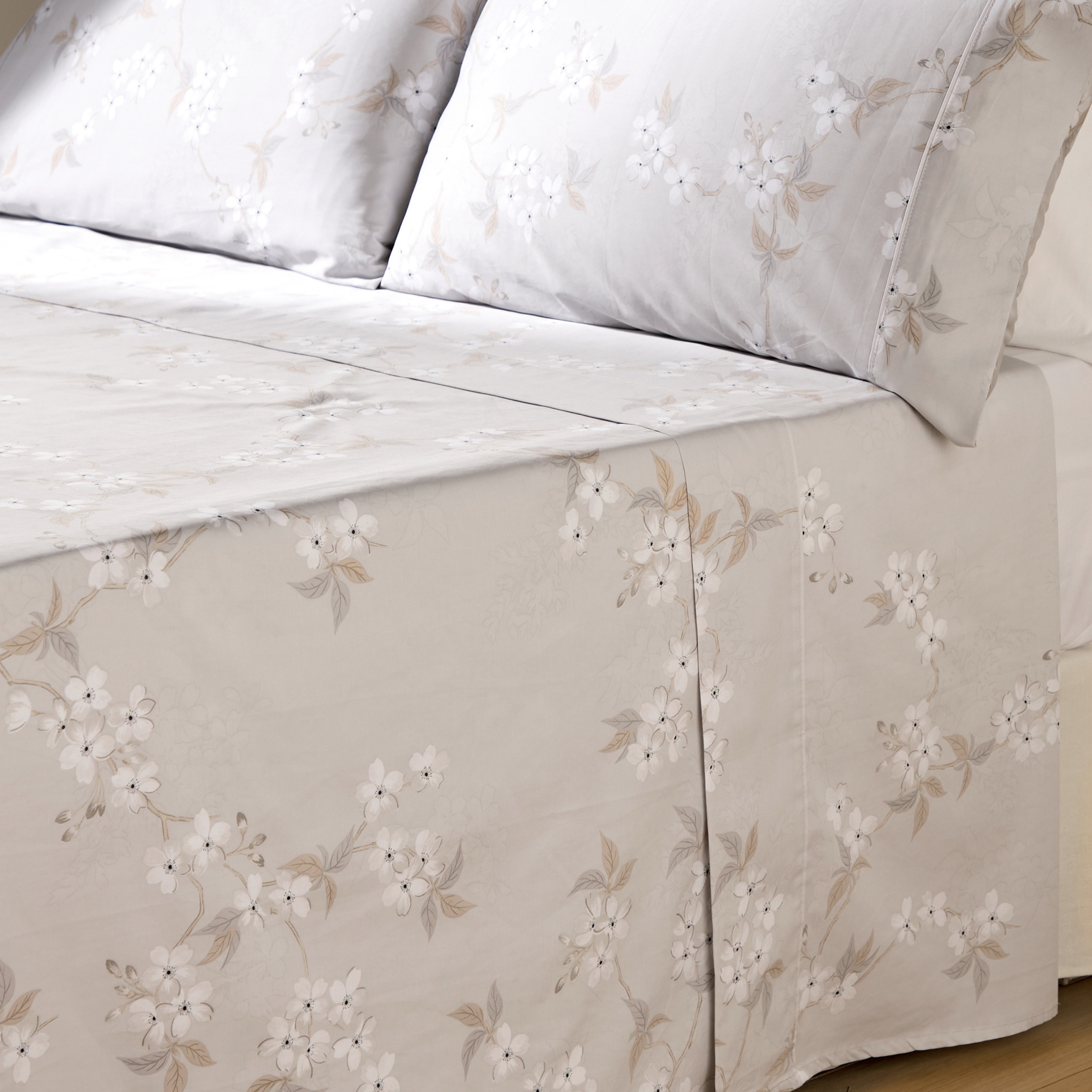 Conjunto de Lençóis de Cetim de Algodão Narumi Cinzento-2