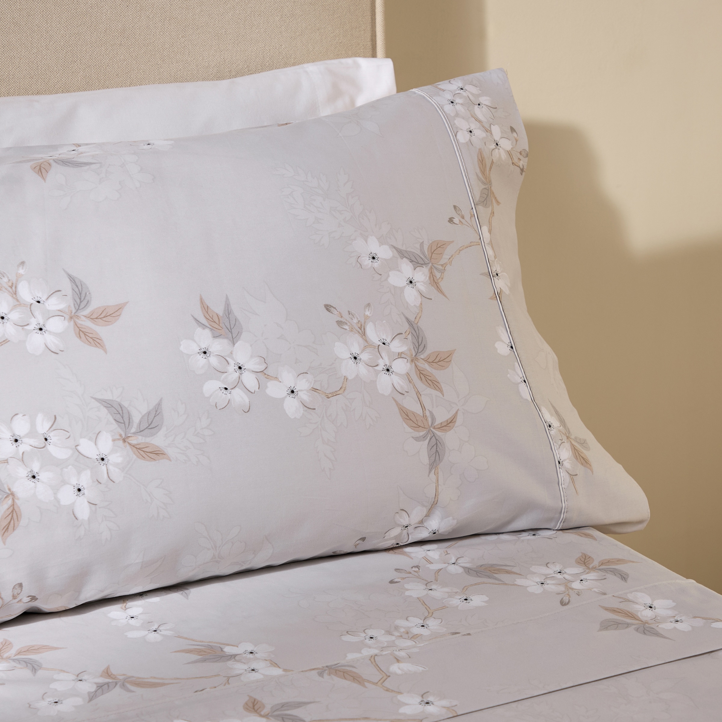 Conjunto de Lençóis de Cetim de Algodão Narumi Cinzento-1