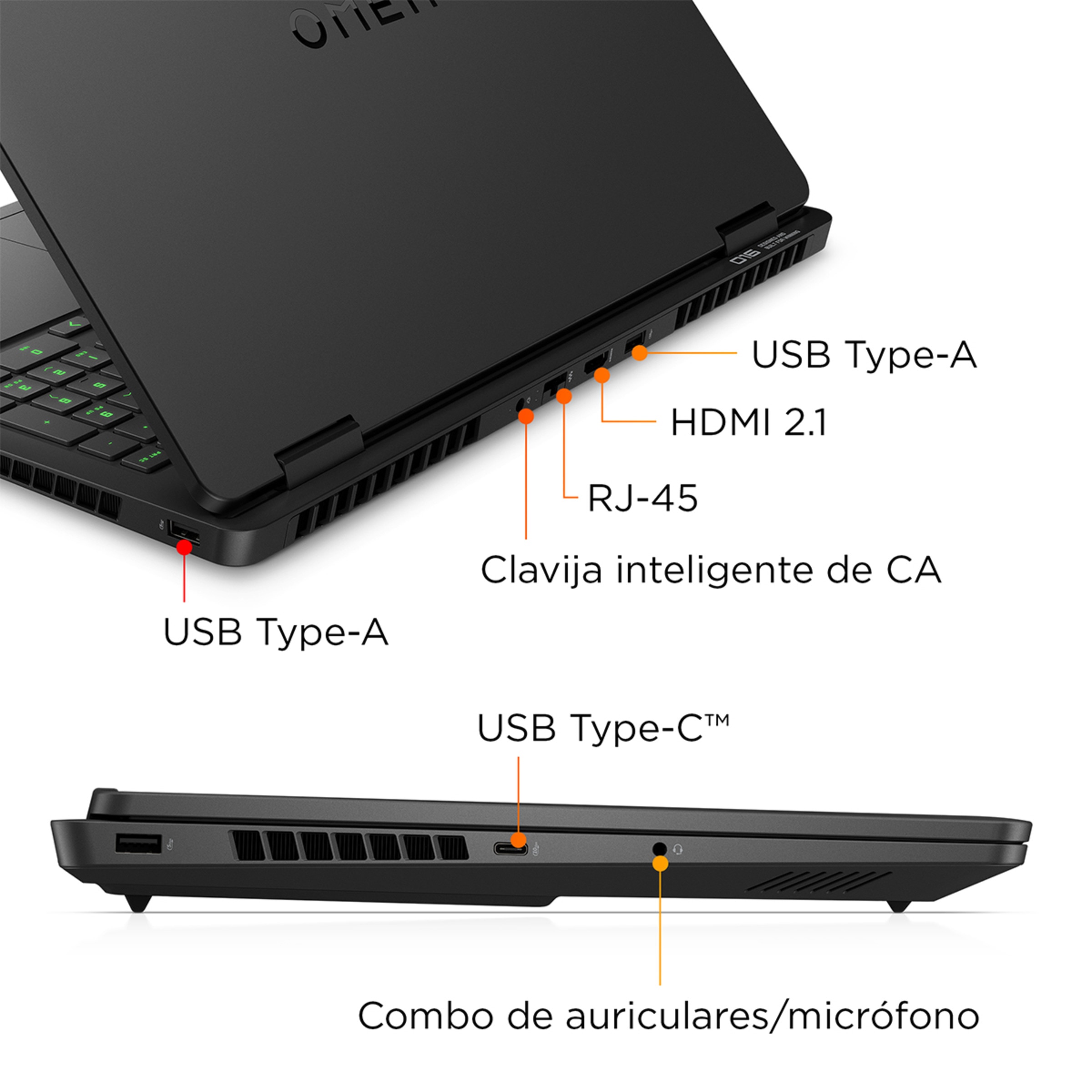Portátil Gaming HP OMEN 16-am0014ns, Intel Core Ultra 7-255H, 32GB, 1TB SSD, Nvidia GeForce RTX 5060 8GB, 16", W11 Negro-5