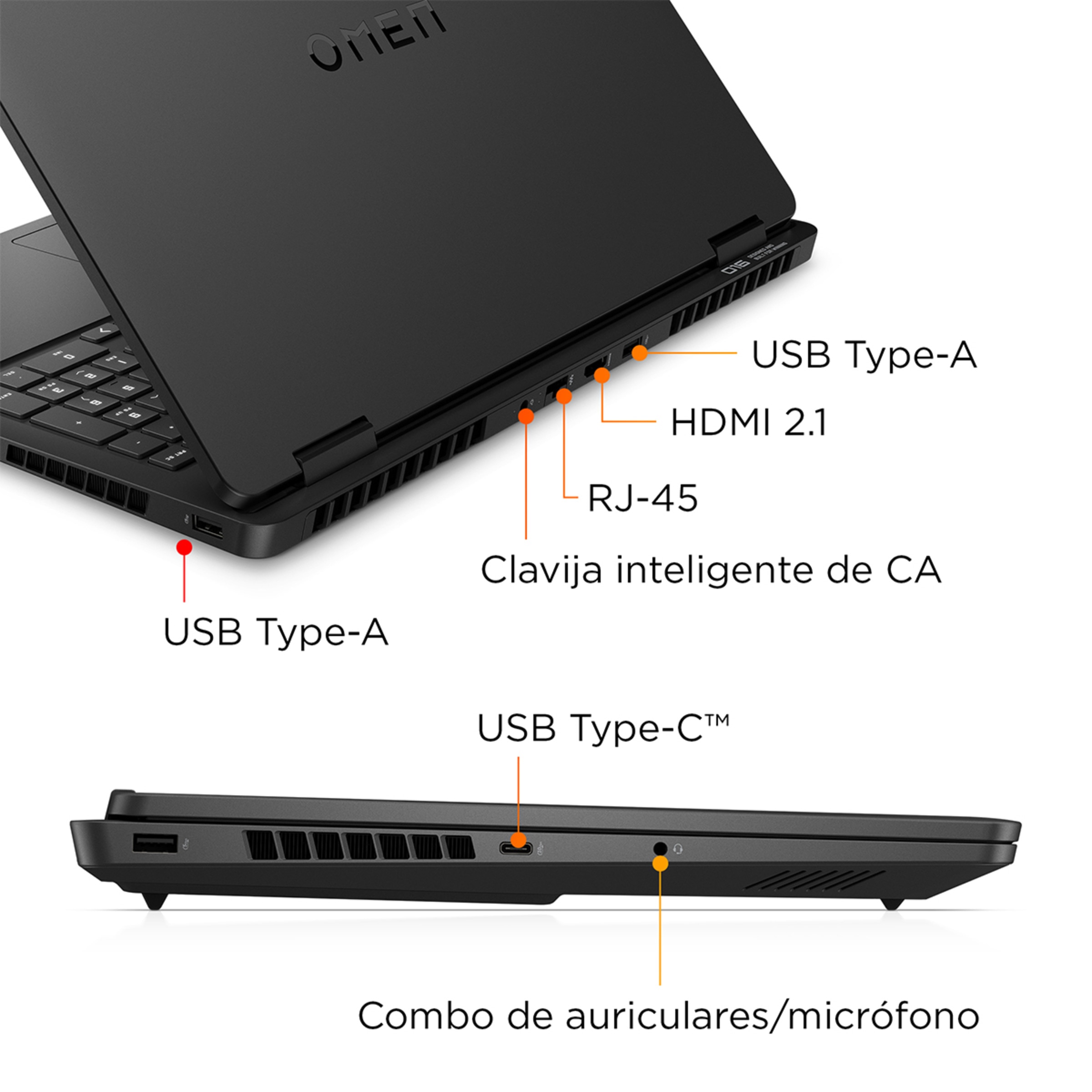 Portátil Gaming HP OMEN 16-am0011ns, Intel Core 7-240H, 32GB, 1TB SSD, Nvidia GeForce RTX 5050 8GB, 16", Sin SO Negro-5