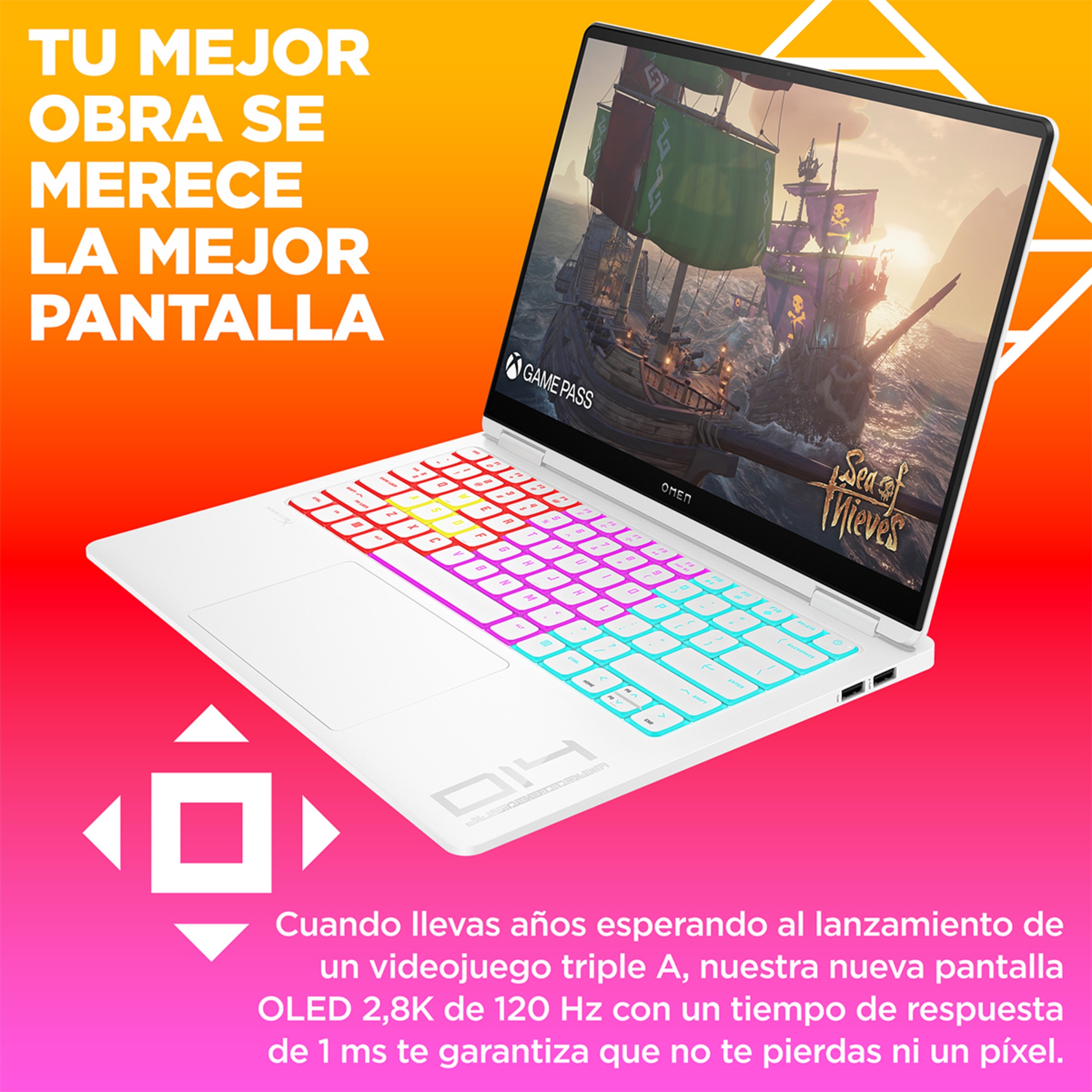 Portátil Gaming HP OMEN Transcend 14-fb1002ns, Intel Core Ultra 7-255H, 32GB, 1TB SSD, Nvidia GeForce RTX 5060 8GB, 14" OLED, W11 Blanco-5