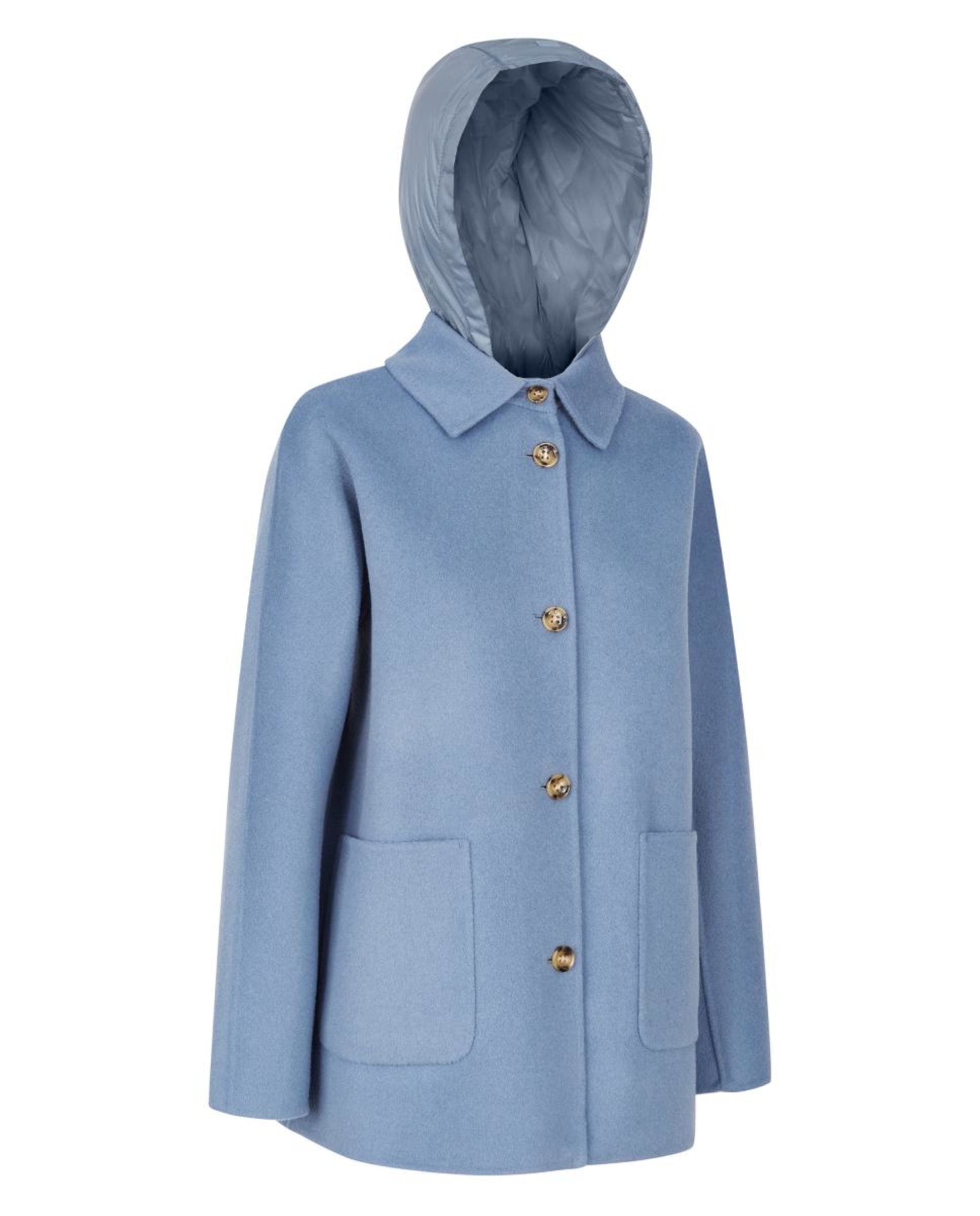 Sobretudo Médio com Capuz Acolchoado Desmontável Azul-claro-6