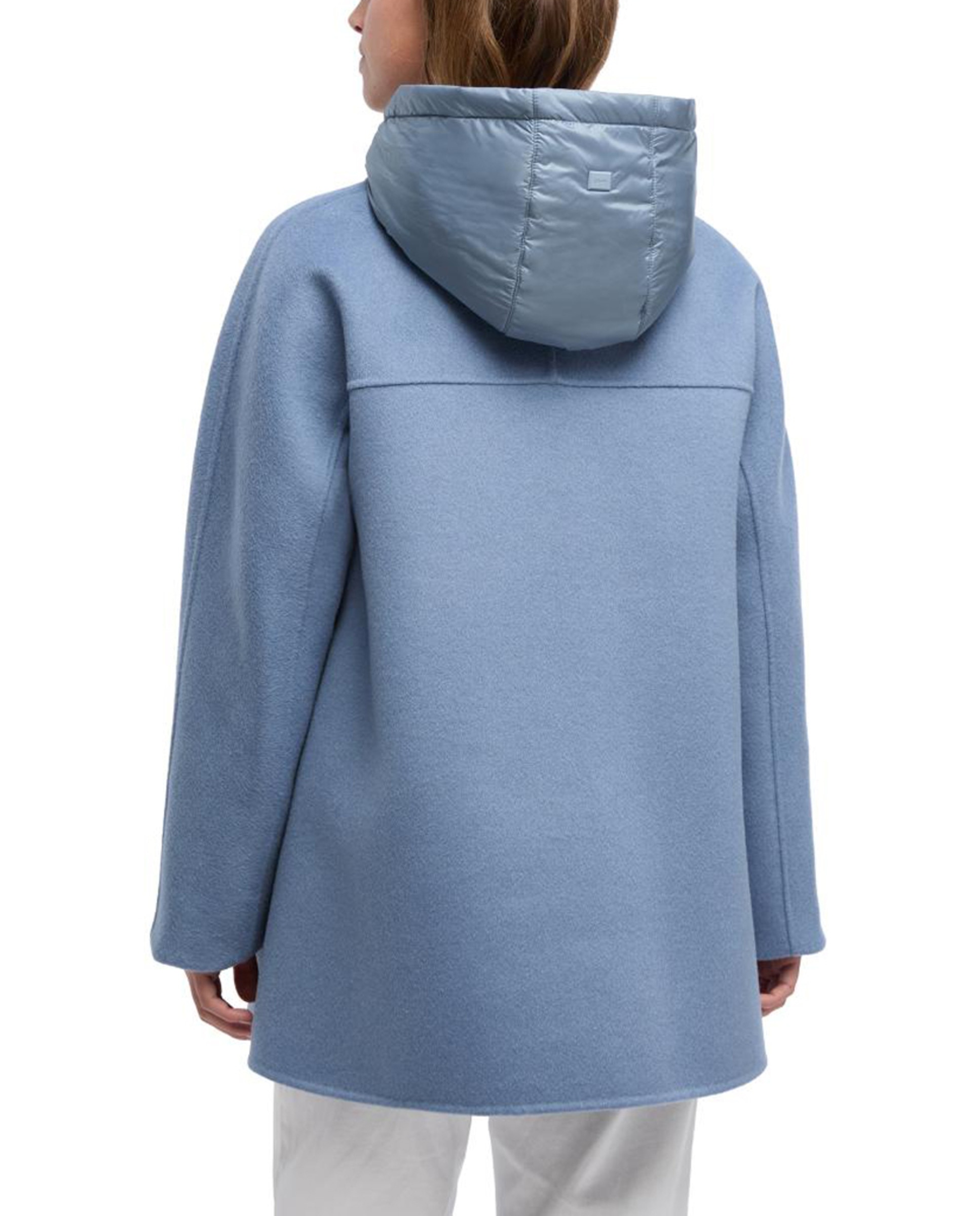 Sobretudo Médio com Capuz Acolchoado Desmontável Azul-claro-2