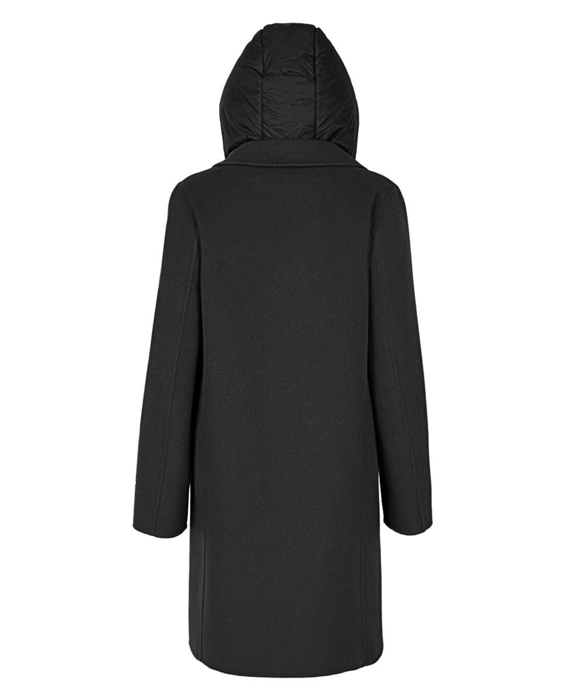 Sobretudo Comprido com Capuz Acolchoado Desmontável Preto-2