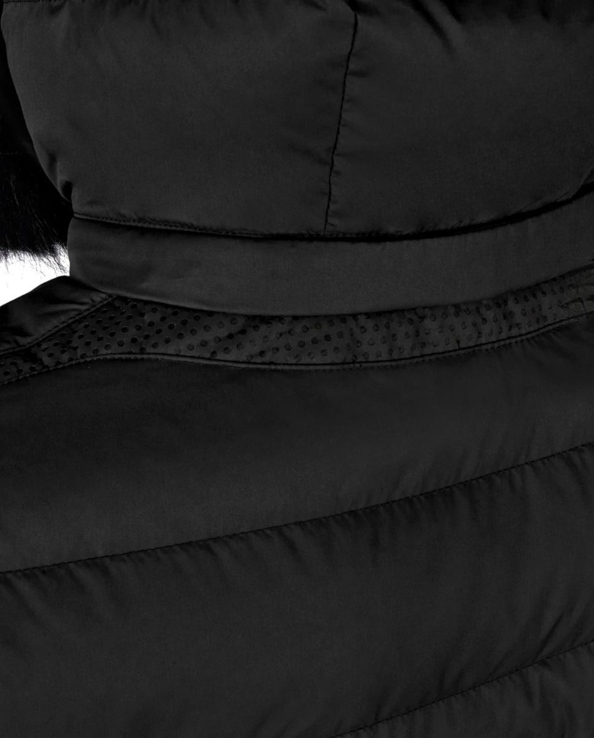 Blusão Acolchoado Comprido com Cinto e Pelo Desmontável Preto-5