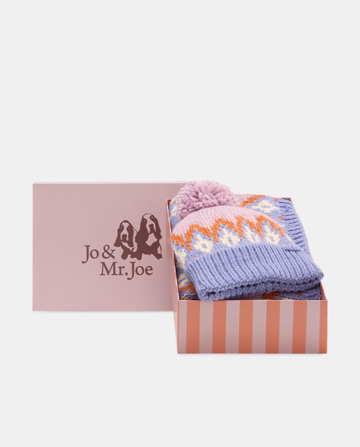 Imagem 0 de Conjunto de Gorro com Pompom e Cachecol com Rebordo Decorativo Colorido