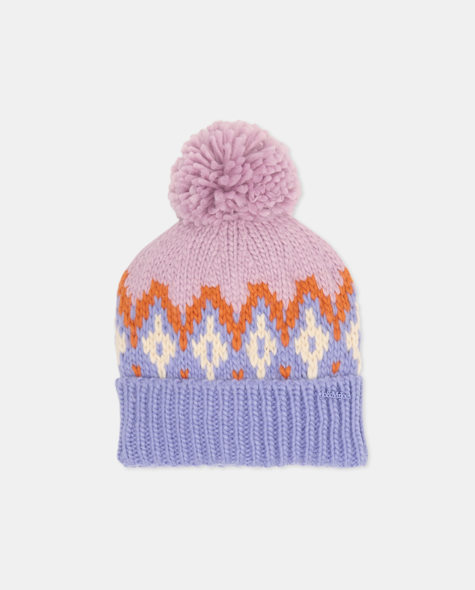 Conjunto de Gorro com Pompom e Cachecol com Rebordo Decorativo Colorido Roxo-4
