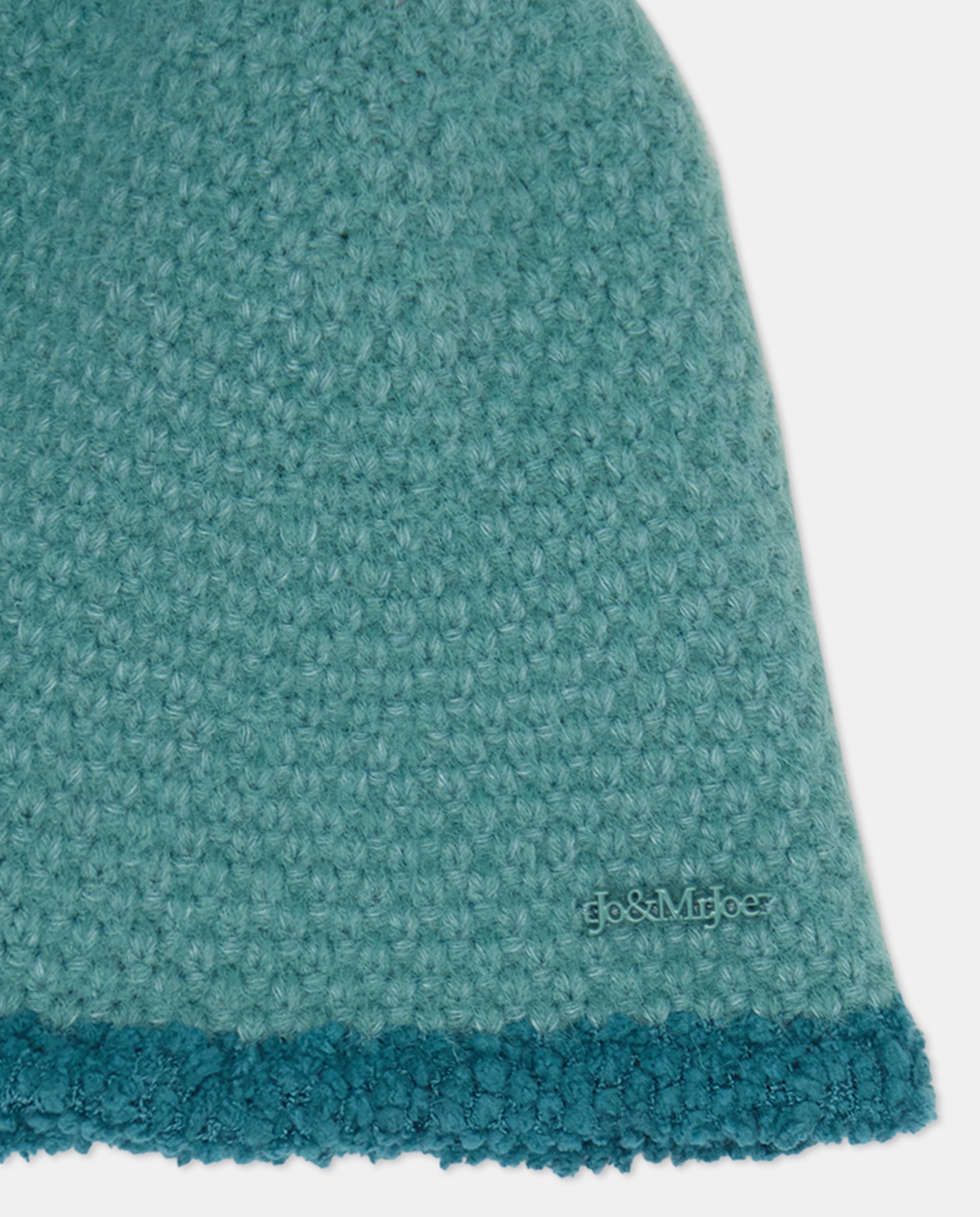 Conjunto de Gorro Liso com Cachecol Azul-escuro-5