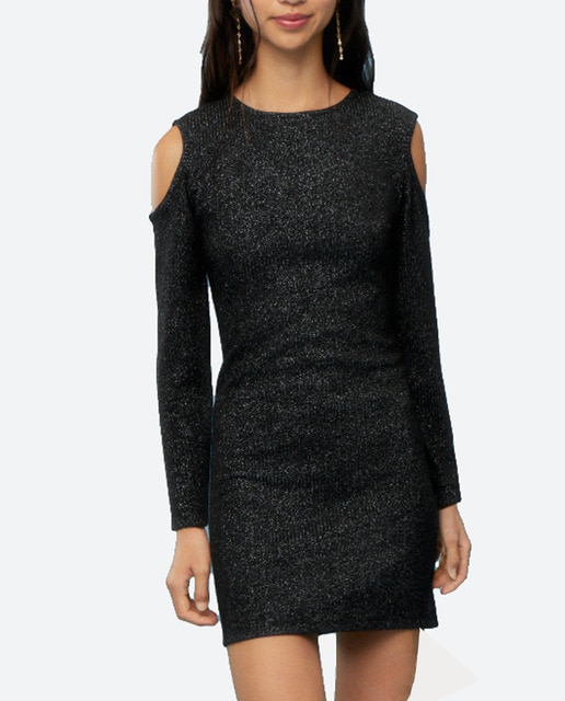 Imagen 0 de Vestido manga larga hombros cut out rib