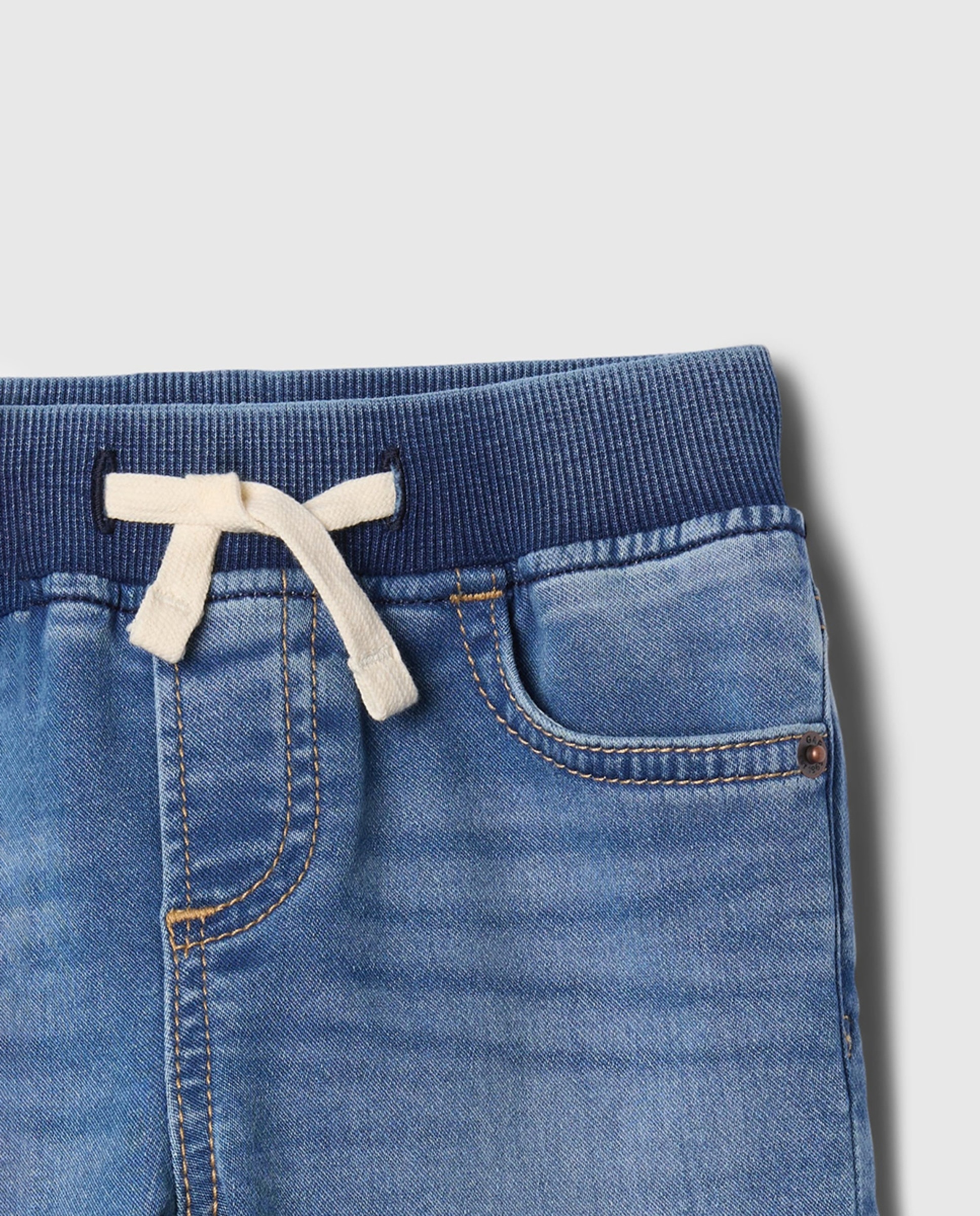 Jeans de Bebé com Lavagem e Cordão e Elástico no Cós Azul-3