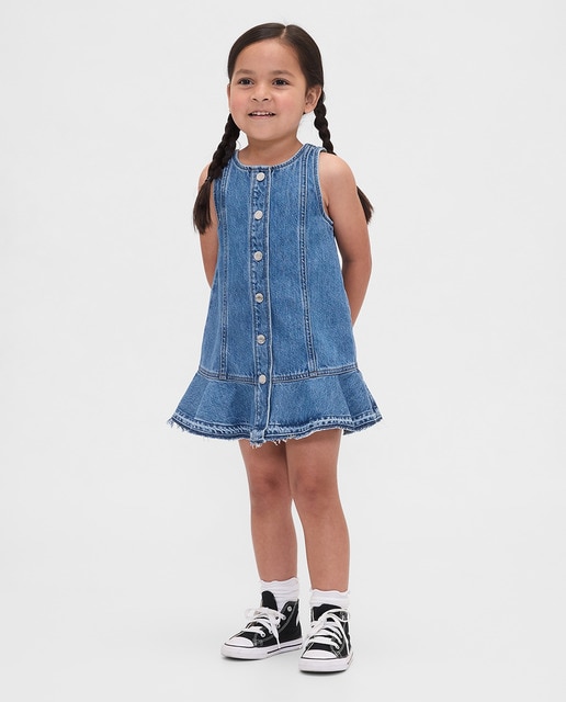 Imagem 0 de Vestido de Ganga de Bebé e Criança Pequena com Bainha de Peplum