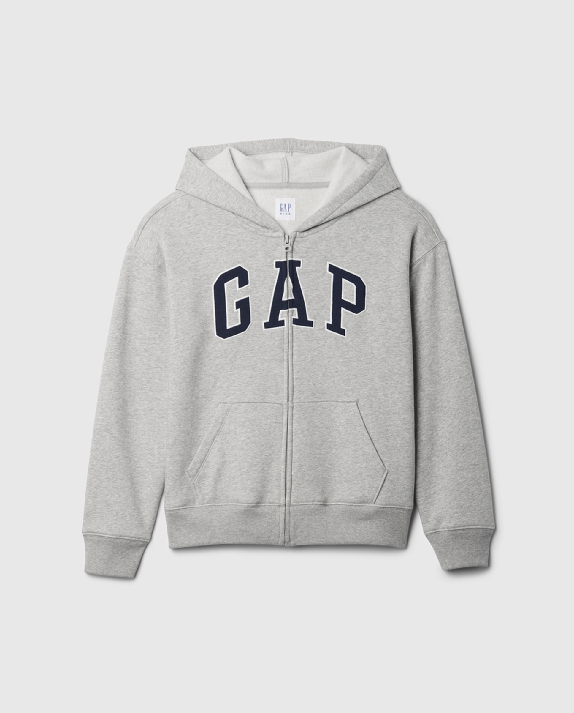 Sweatshirt com Capuz com Fecho de Correr Kids Relaxed Logo Cinzento-1