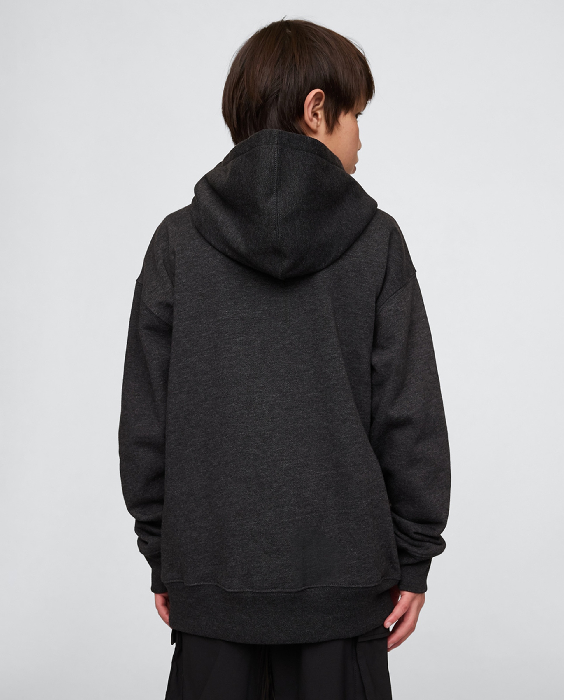 Sweatshirt com capuz e logótipo à frente Cinzento-escuro-3