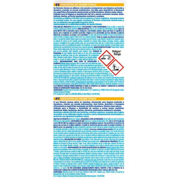 Gel Desinfectante Wc Frescura Citrica embalagem 1 L