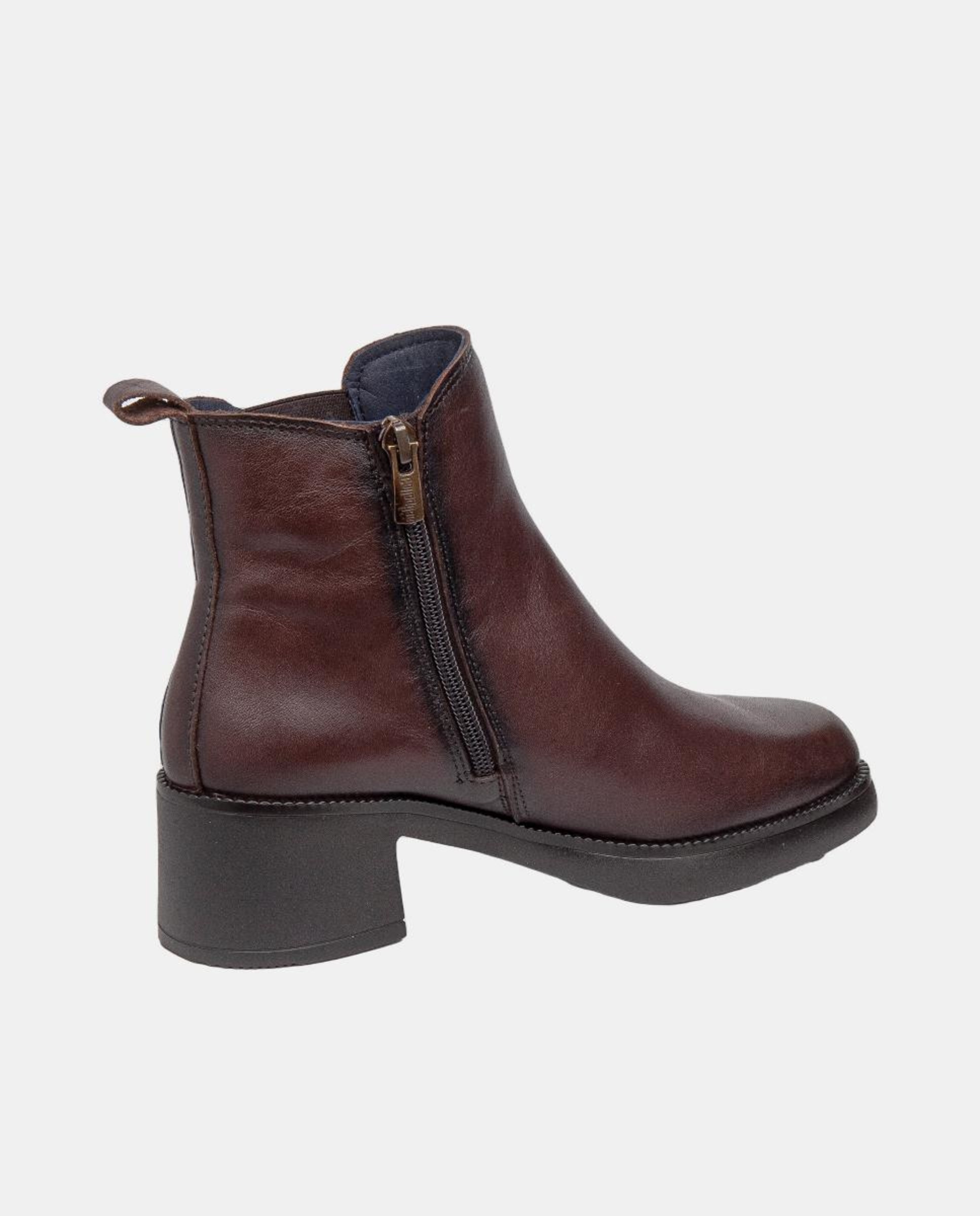 Botins com Sola de Salto Médio Castanho-escuro-3