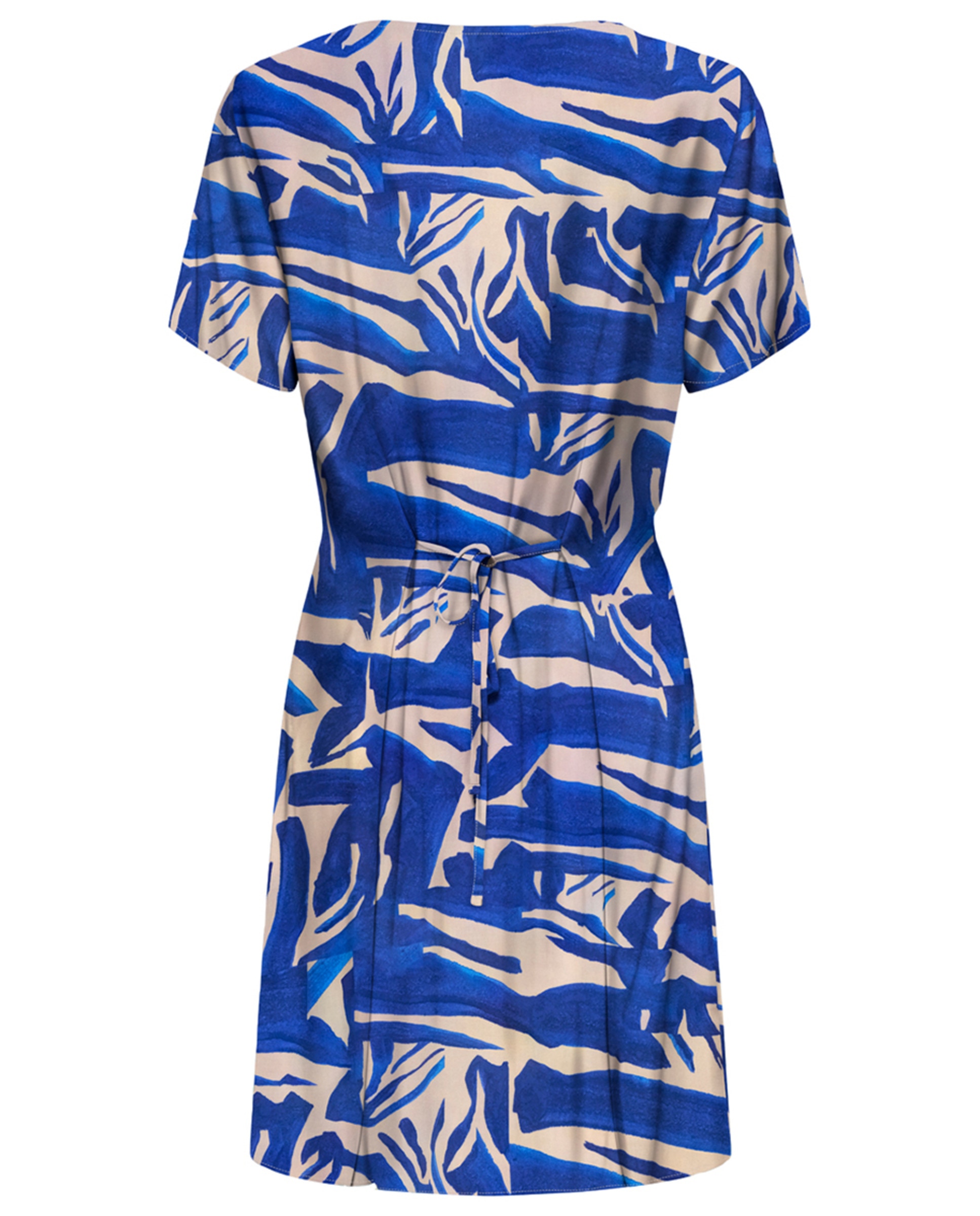 Vestido Curto de Manga Curta com Estampado Azul-índigo-4