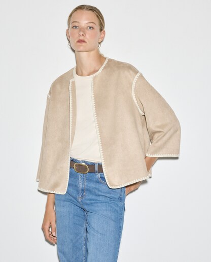 Imagen 0 de Chaqueta de antelina liso de mujer