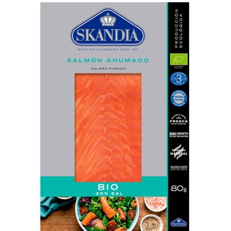 Salmão Fumado Bio Baixo Teor de Sal unidade 80 g - Skandia